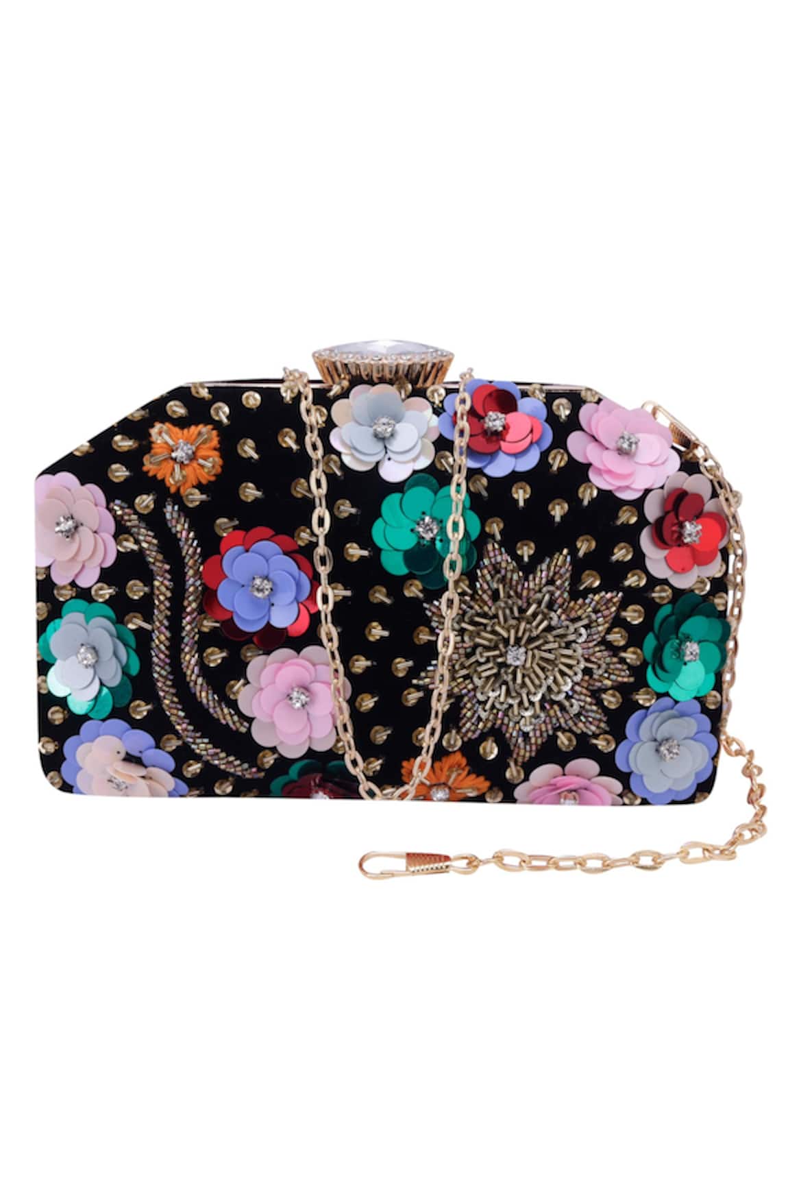 Nazaakat By Samara Singh Multi Floral Sequin & Bead Embellished Clutch 