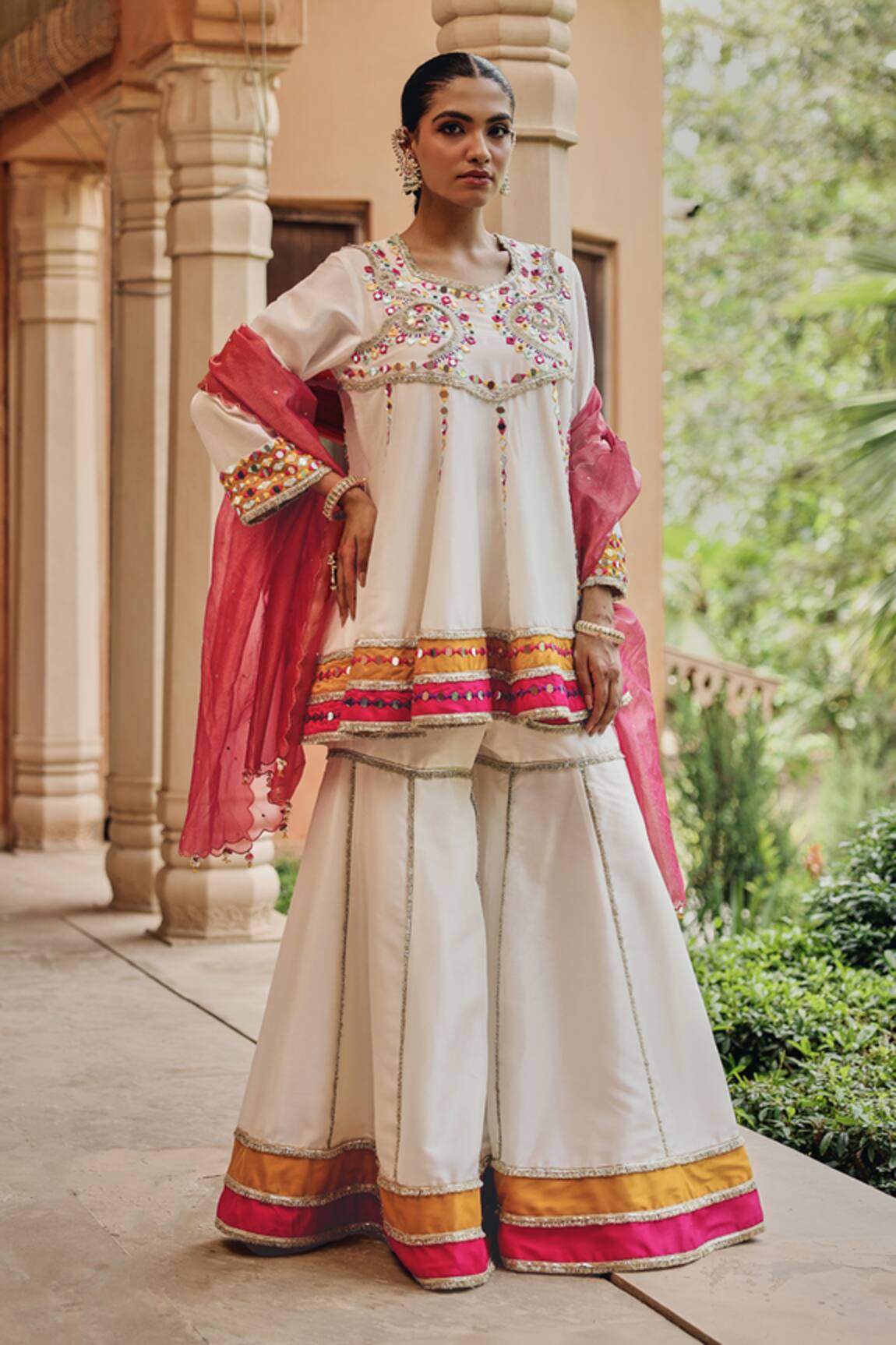 Ajiesh Oberoi Jugni Ivory Sharara Set 