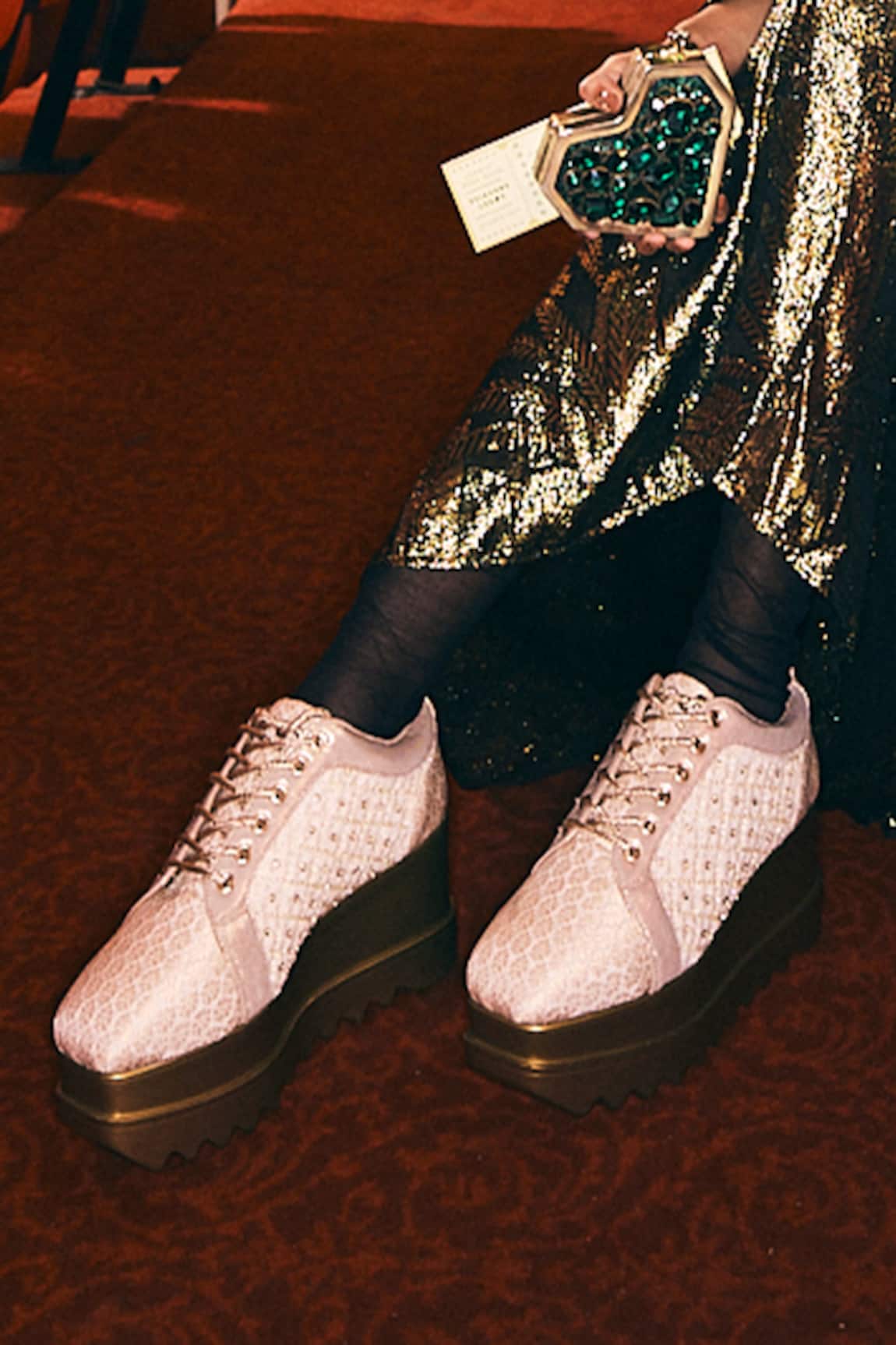Anaar Pitara Wedge Embroidered Sneakers 