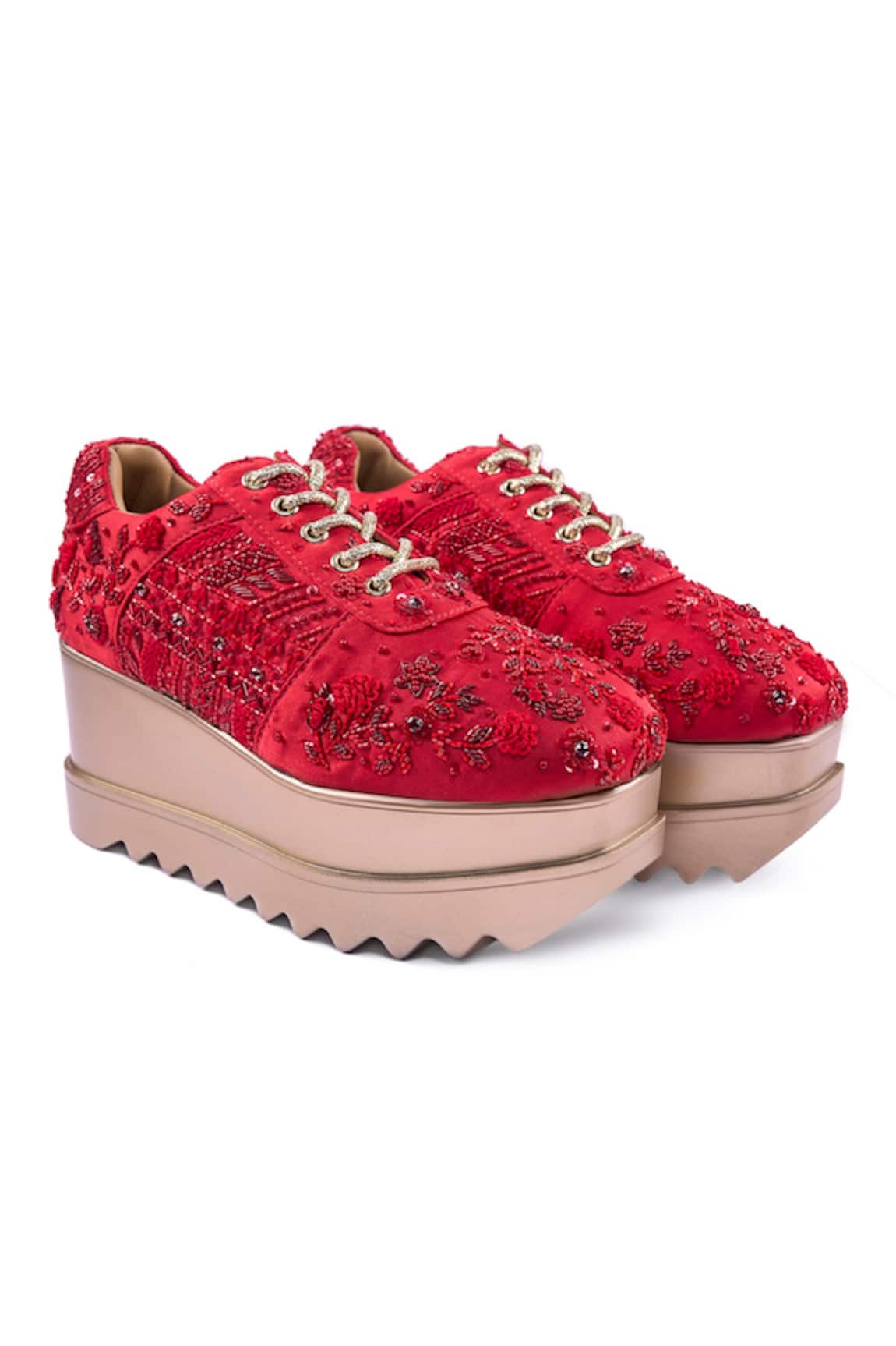 Anaar Mirchi Lights Wedge Embroidered Sneakers 