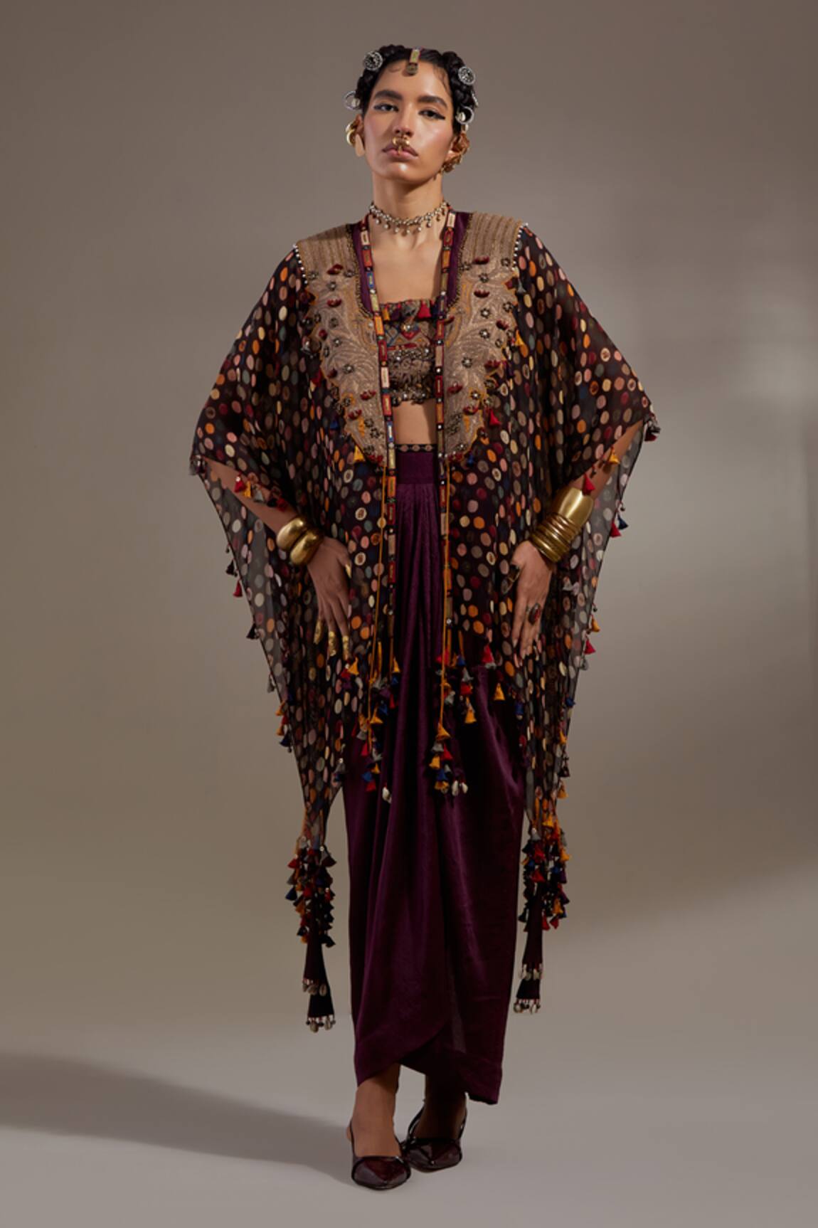 Aseem Kapoor Veni Tribal Pattern Jacket & Skirt Set 