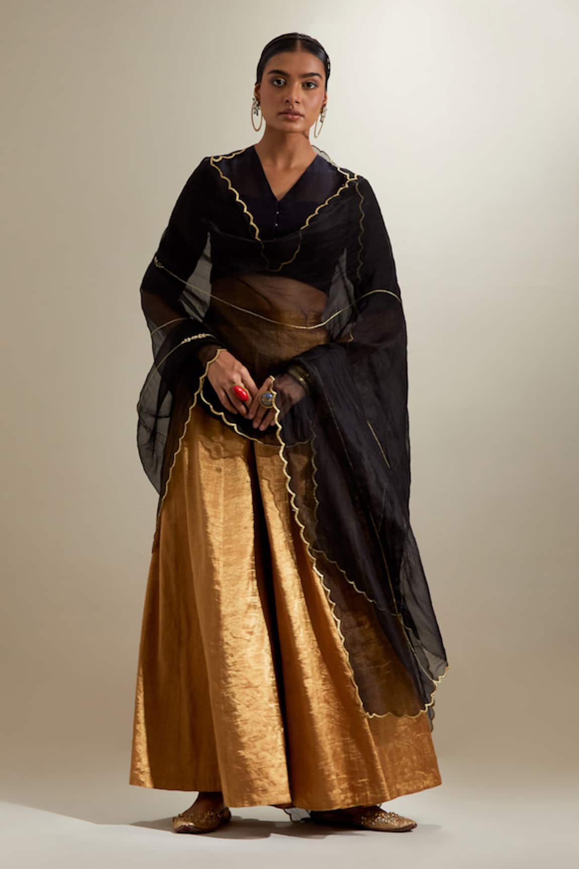 Vinusto Chanderi Blouse & Zari Palazzo Set 