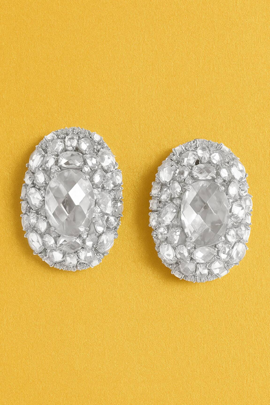 Modarta Elegant Oval Crystal Earrings 