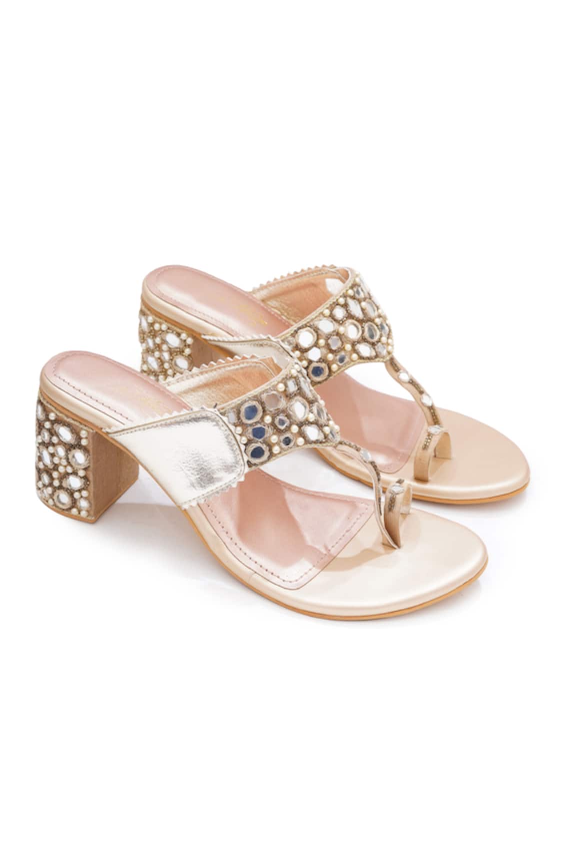 Sole House Mirror & Bead Embellished Block Heels 