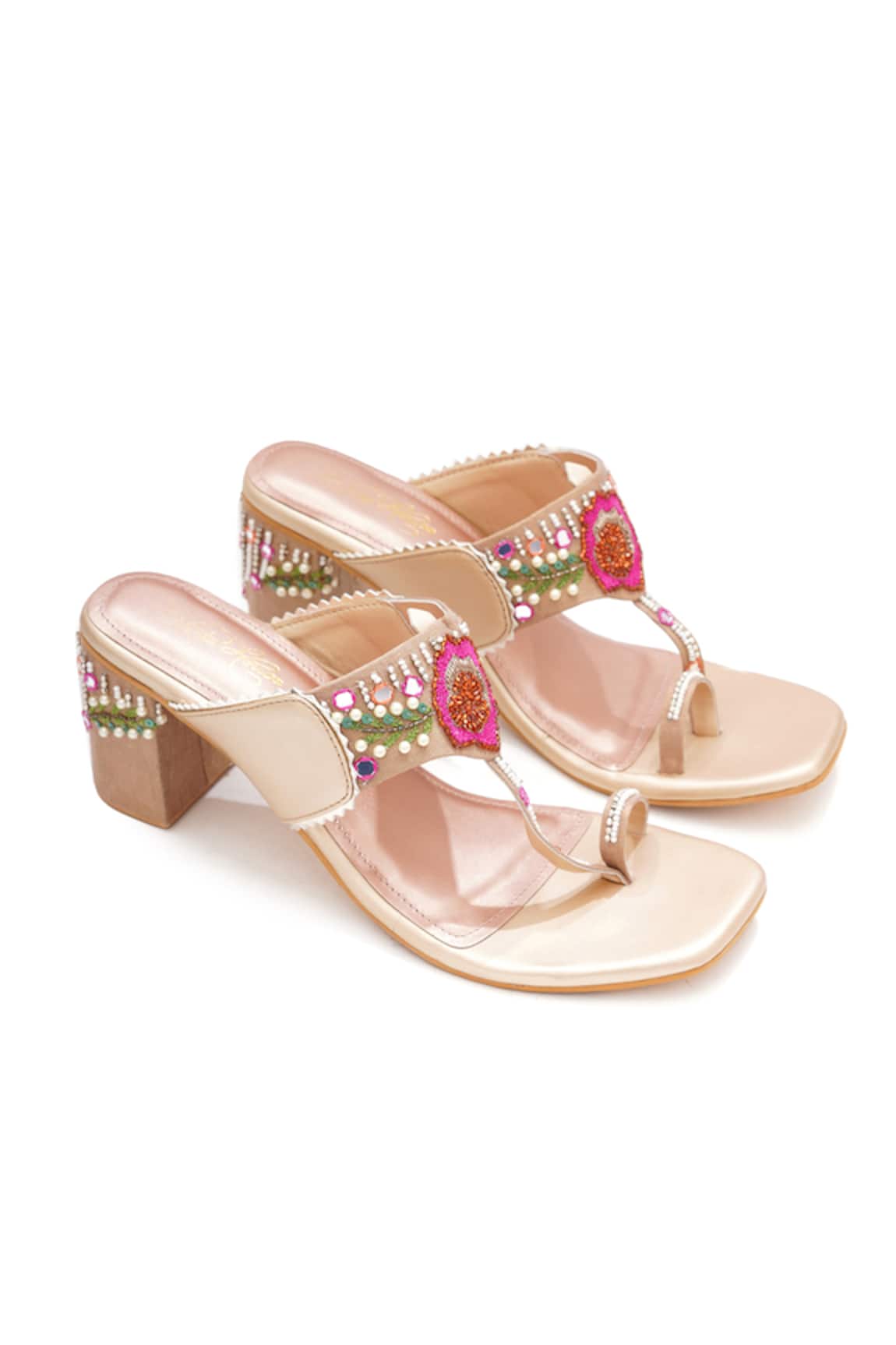 Sole House Floral Embroidered Block Heels 