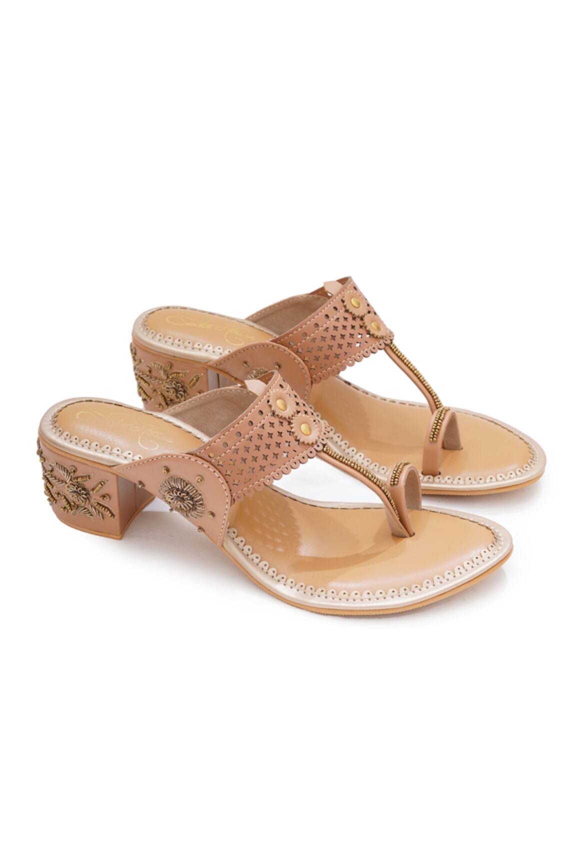 Sole House Dabka & Zari Embroidered Block Heels 