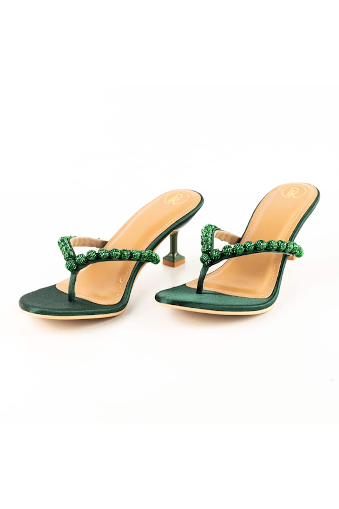 Preet Kaur Emerald Green Burano V Strap Heels 