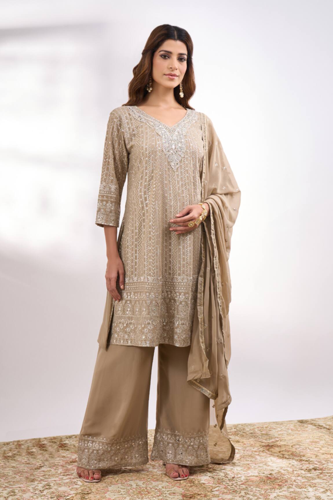 Alaya Advani Metallic Embroidered Kurta Set