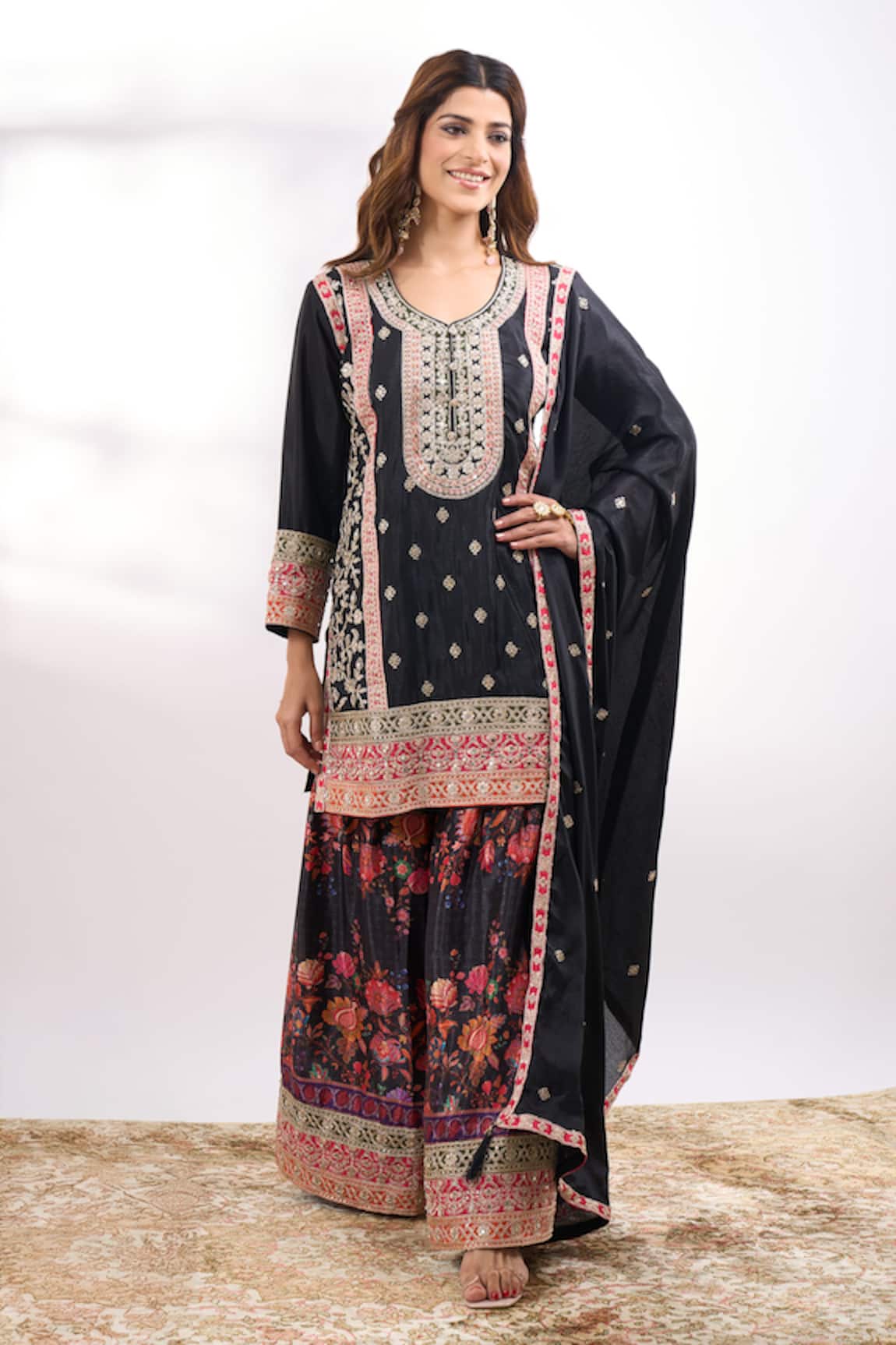 Alaya Advani Floret Embroidered Kurta Sharara Set