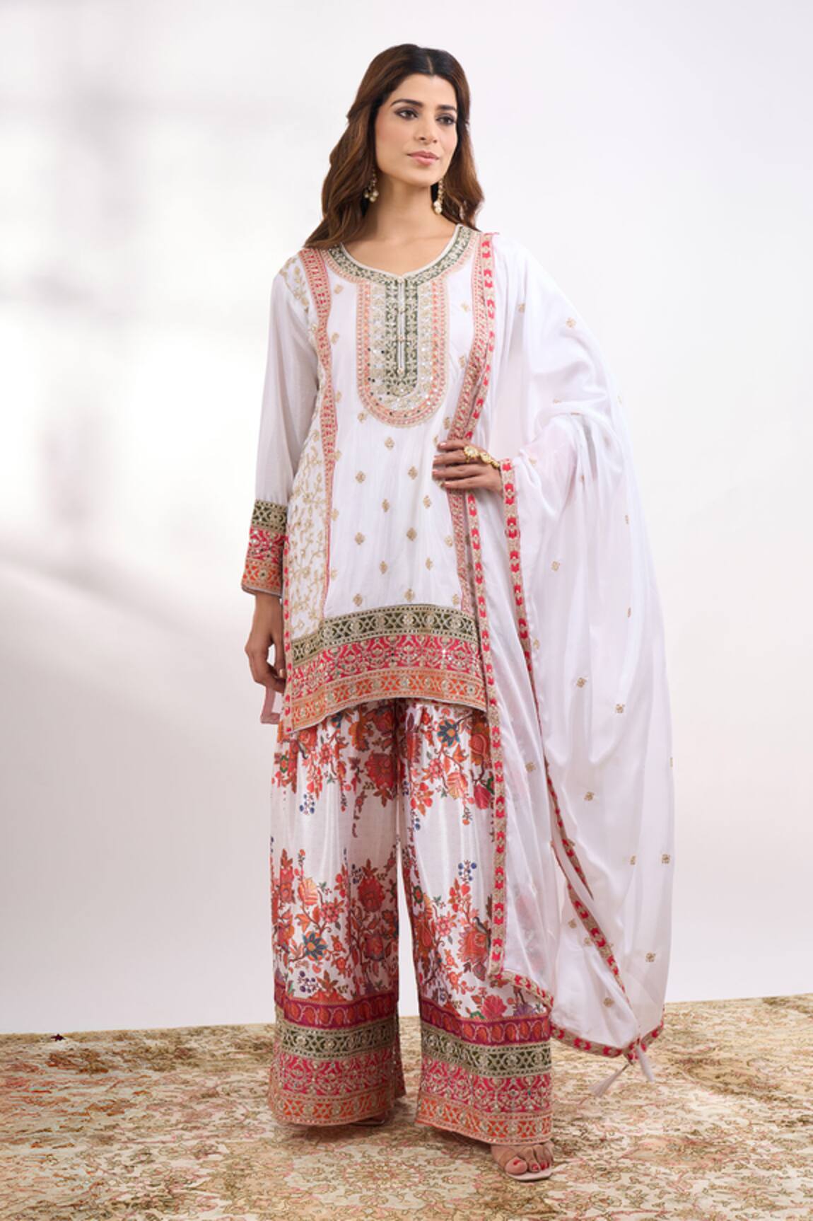 Alaya Advani Flower Embroidered Kurta Sharara Set