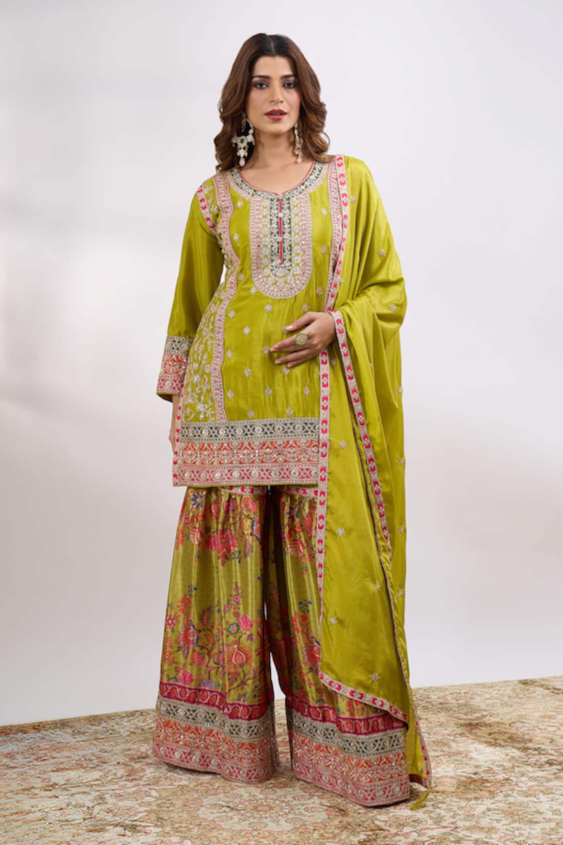 Alaya Advani Flower Embroidered Kurta Sharara Set