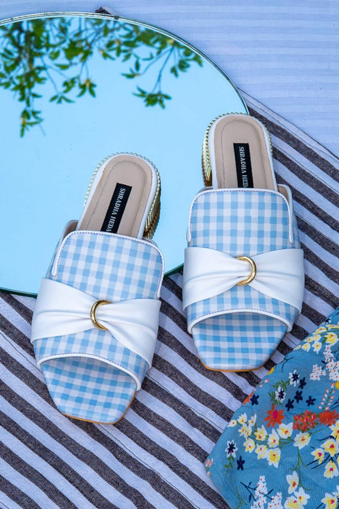 Shradha Hedau Footwear Couture Sugarberry Gingham Check & Bow Detail Flats 