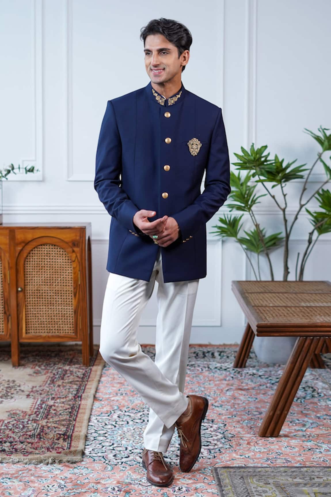 Philocaly Indranil Dabka Embroidered Bandhgala 