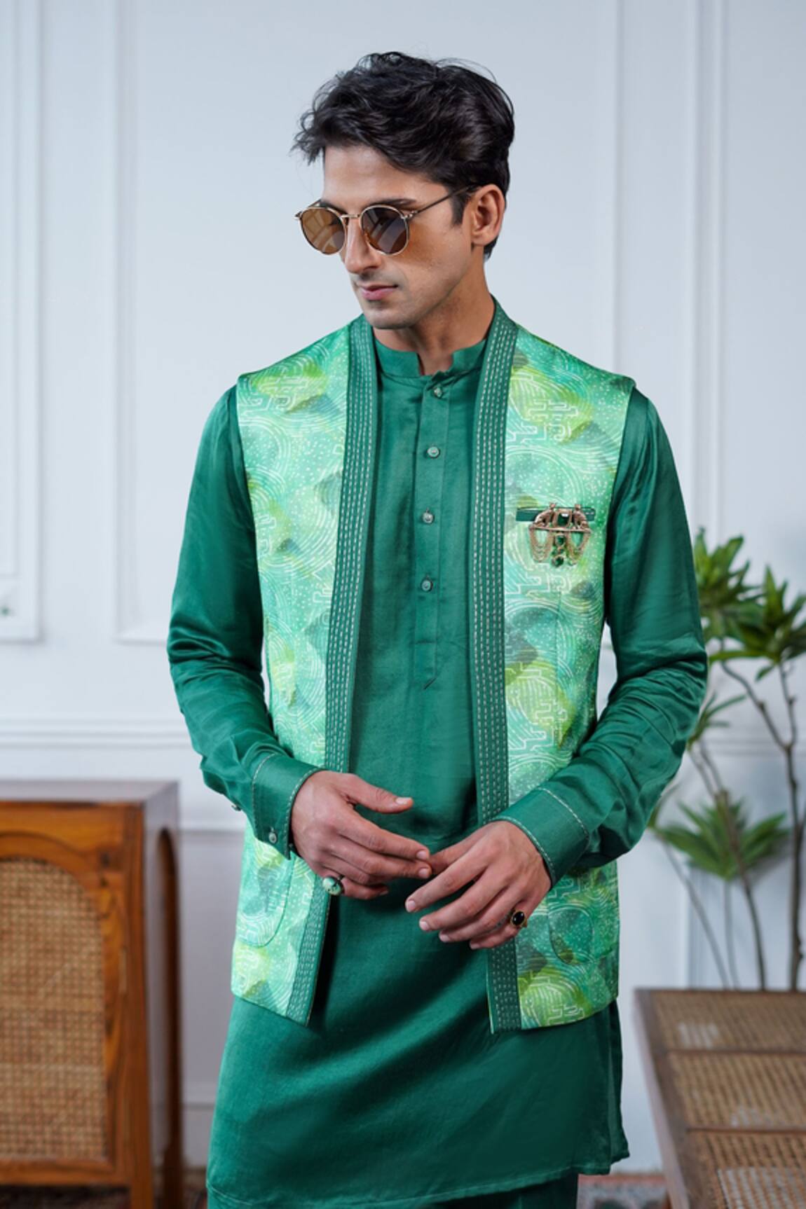 Philocaly Pushpvan Printed Open Bundi With Chawal Taka Stitch 