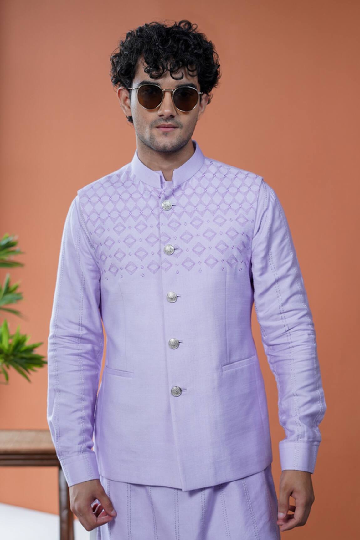 Philocaly Veluna Cotton Tussar Diamond Embroidered Bundi 
