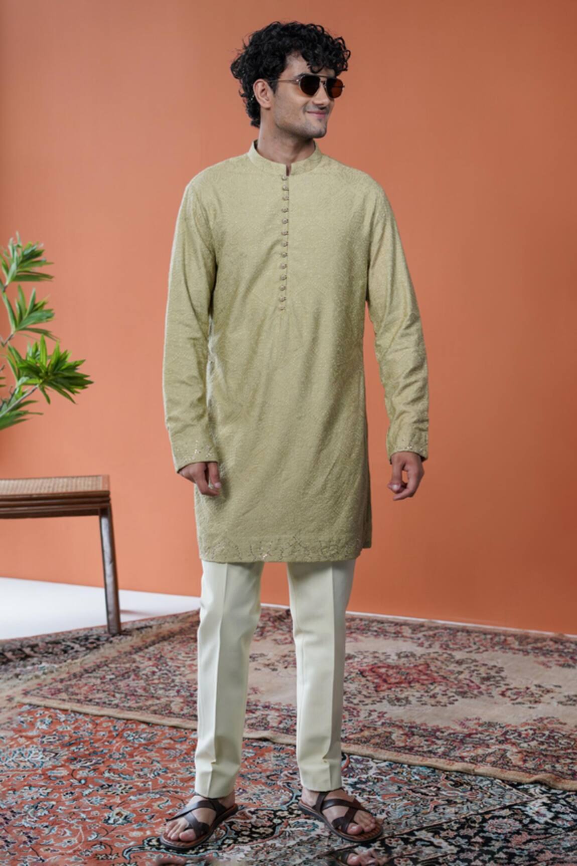 Philocaly Meer Dabka Embroidered Silk Kurta 