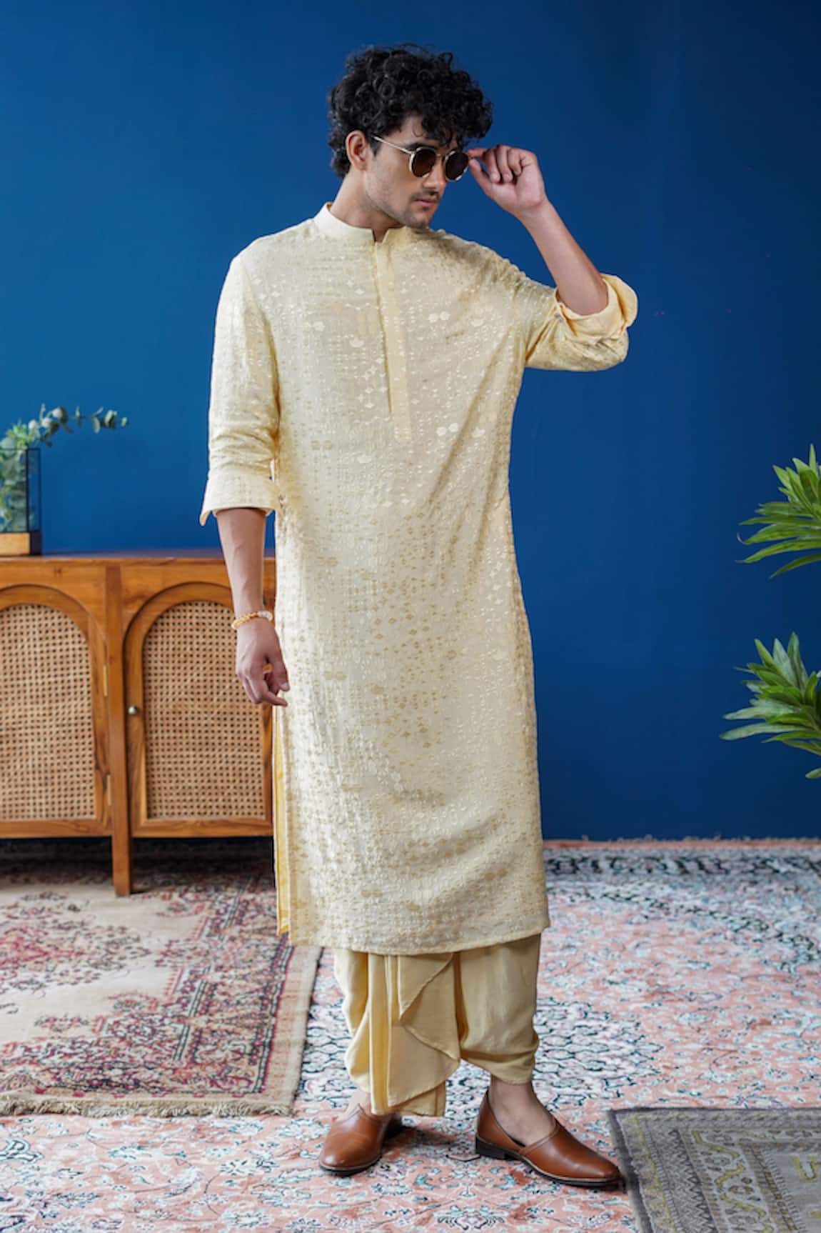 Philocaly Sant Embroidered Silk Kurta With Cuffed Sleeves 