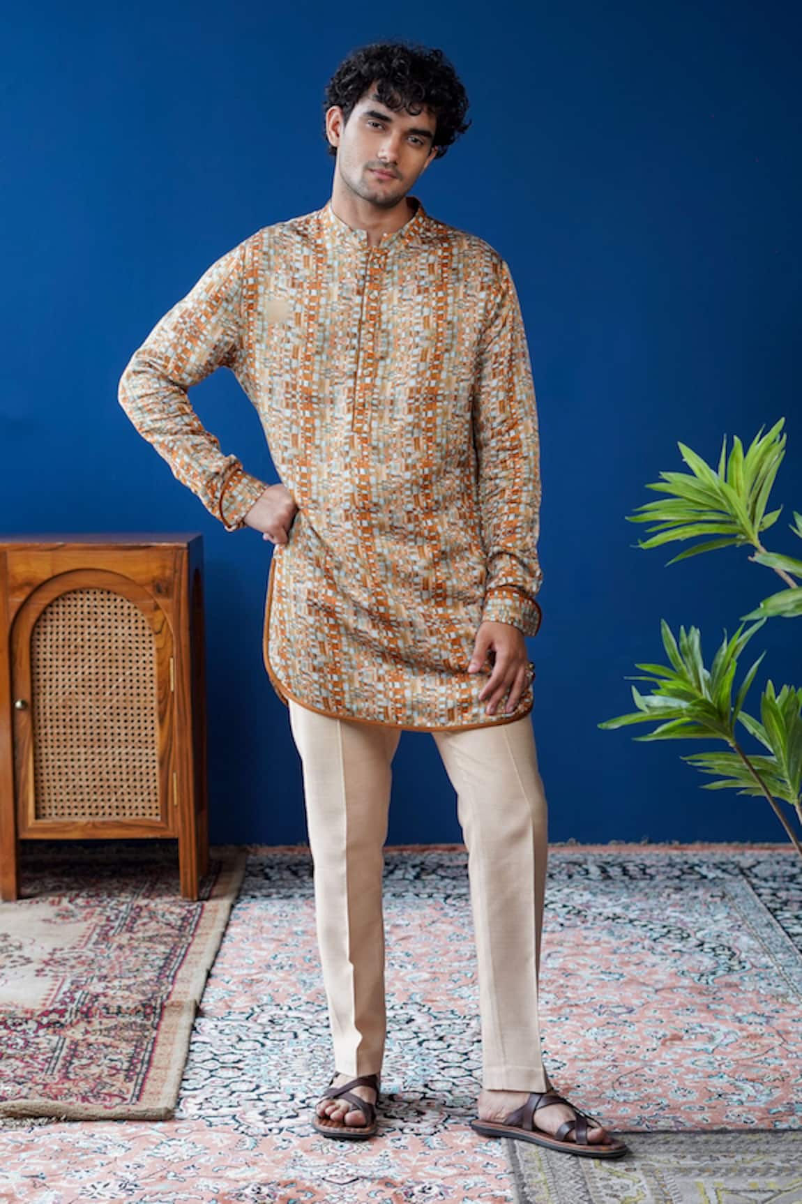 Philocaly Tevan Printed Kurta With Cocktail Cuffs 