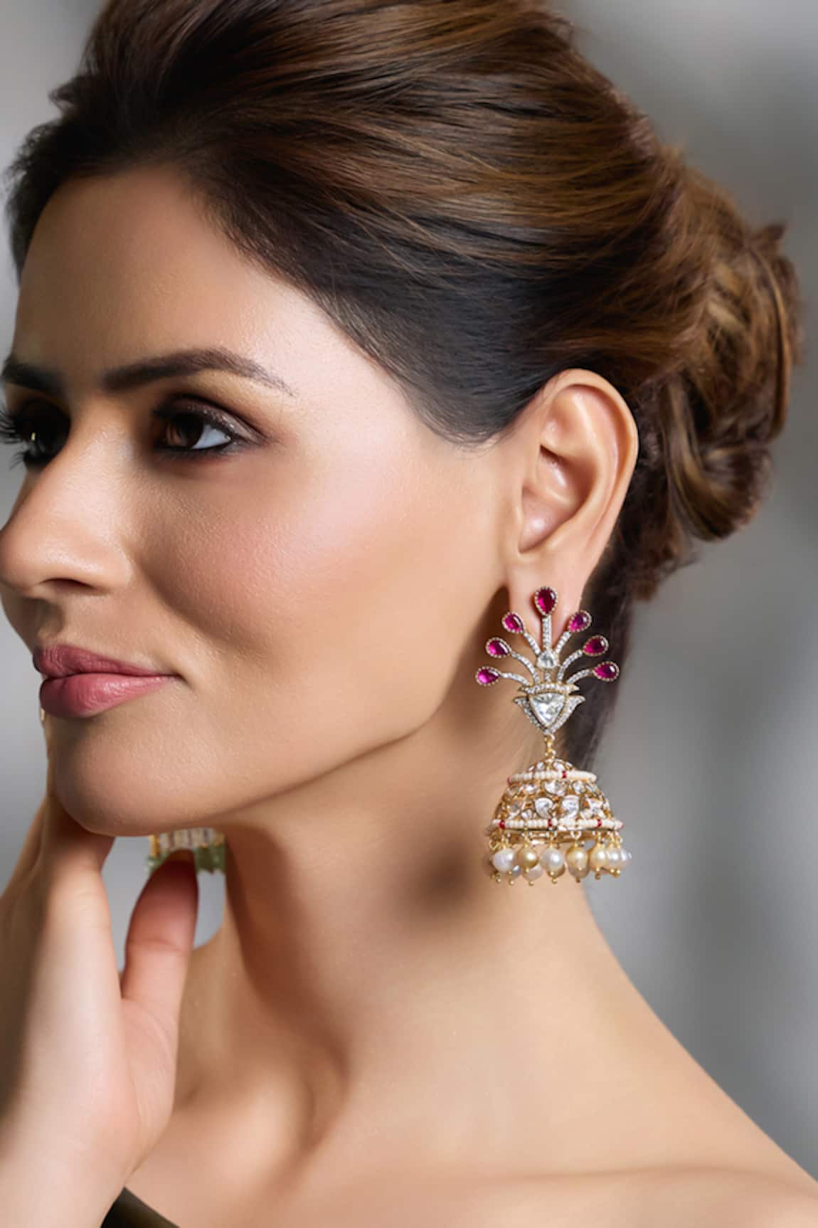 Joules By Radhika Glorious Charm Peacock Jhumkas 
