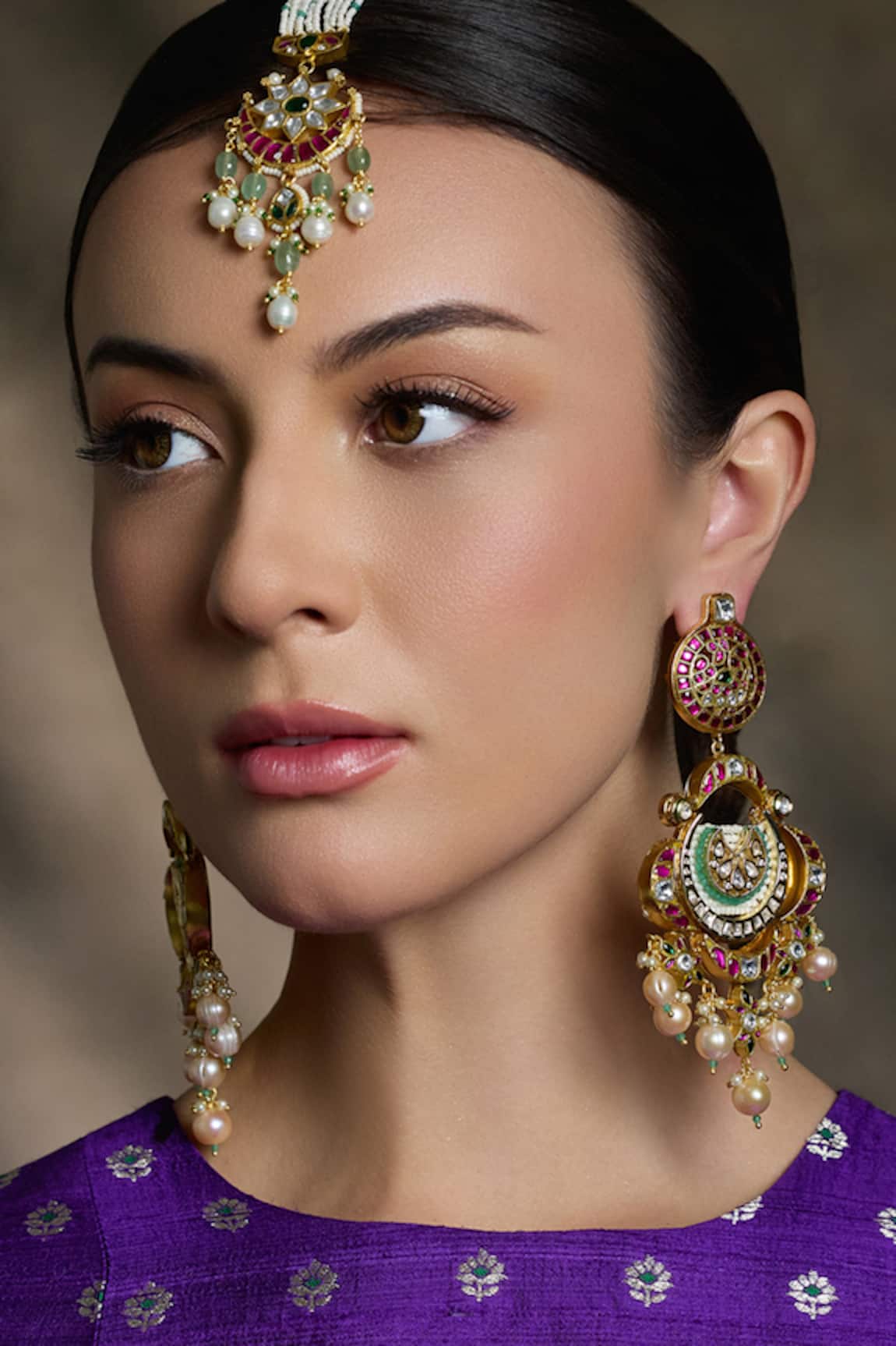 Joules By Radhika Radiant Royal Chandbali Earrings 