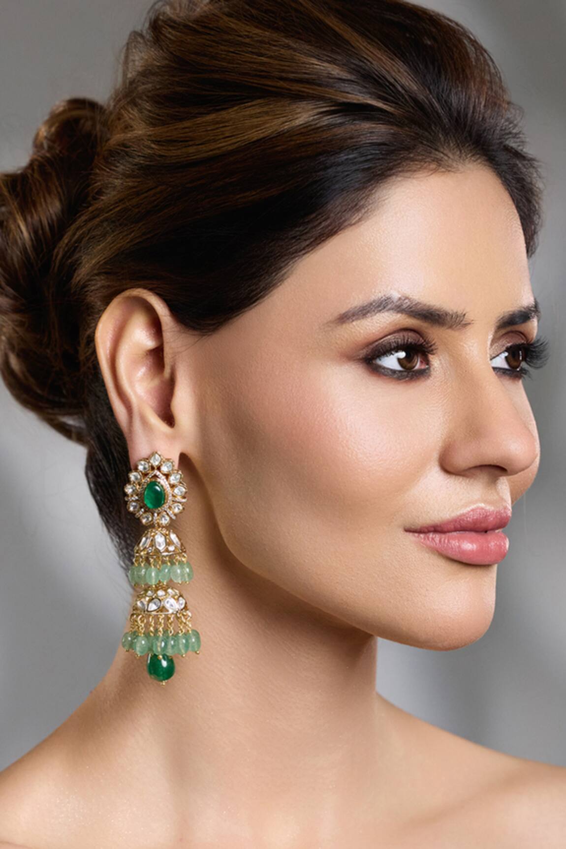 Joules By Radhika Throne Grace Emerald Long Earrings 