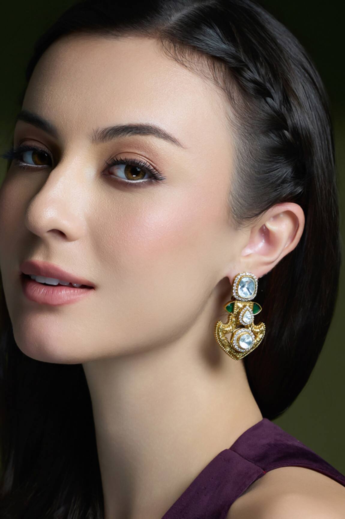 Joules By Radhika Radiant Kundan Shield Earrings 