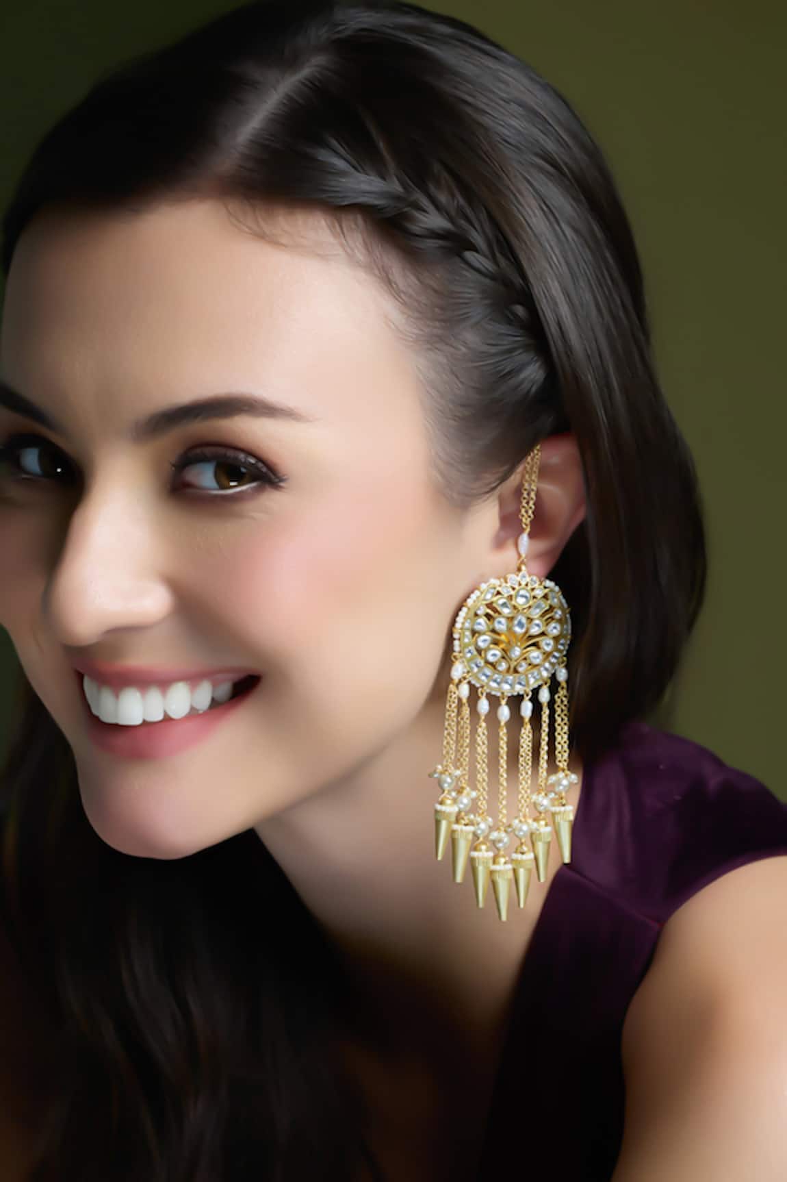 Joules By Radhika Zaria Kundan Embellished Drop Earrings 