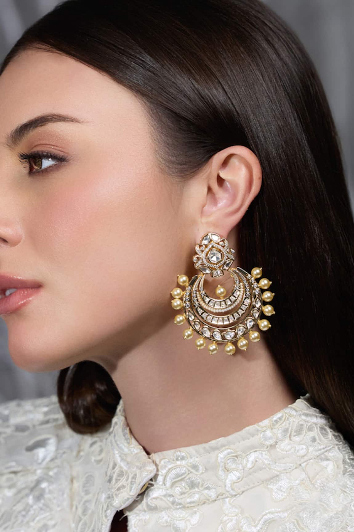 Joules By Radhika Noor E Kundan Embellished Chandbalis 