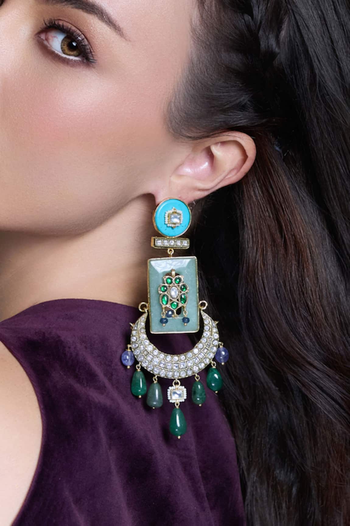 Joules By Radhika Royal Radiance Meenakari Chandbalis 
