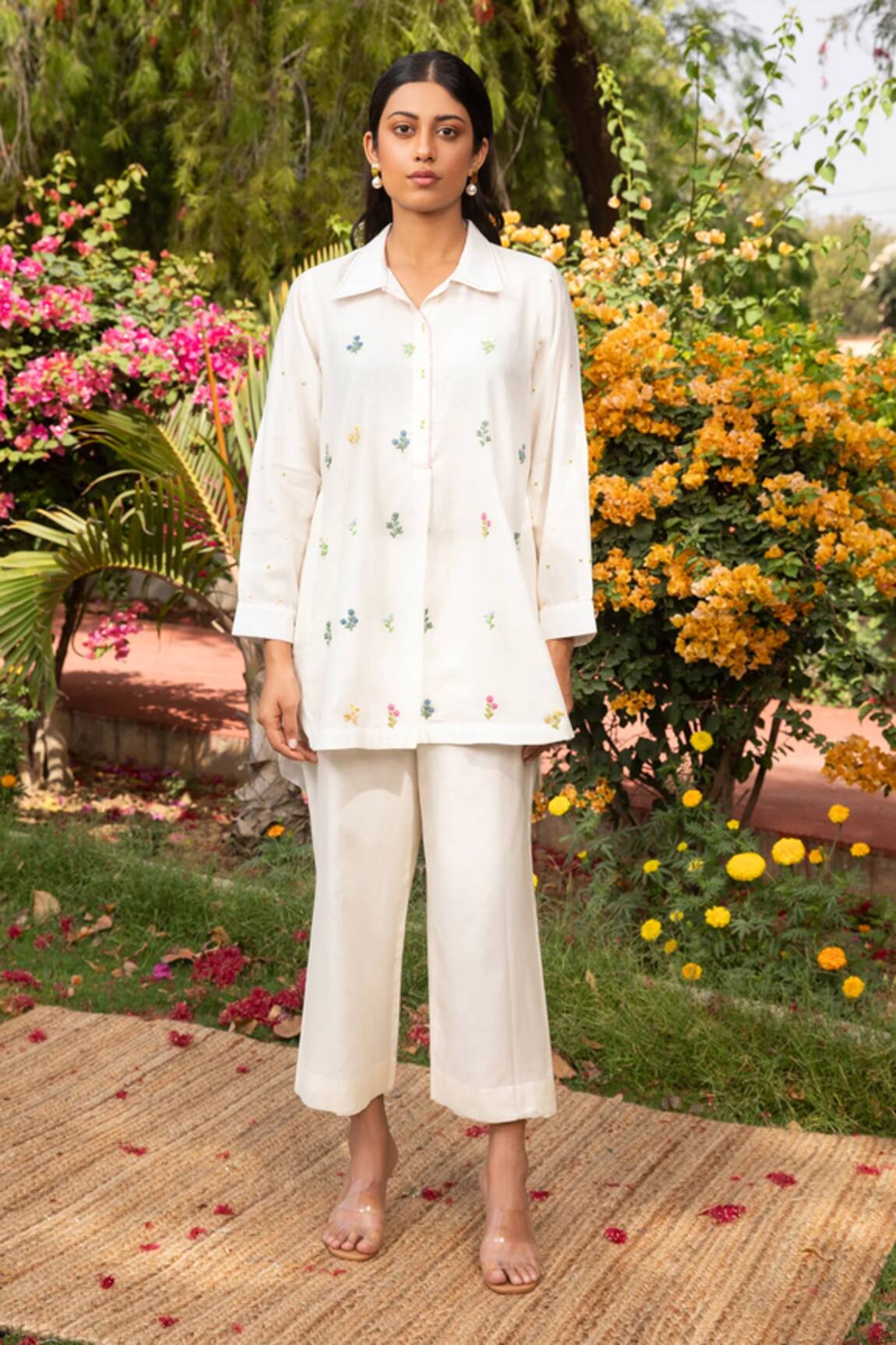 Amoree india Floral Embroidered Shirt With Pant 