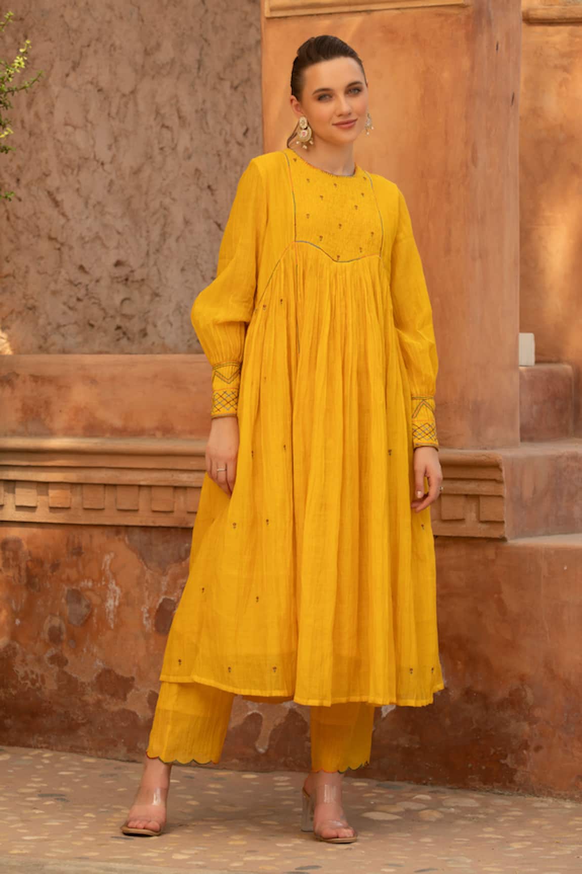 Amoree india Marigold Charm Kurta With Pant 