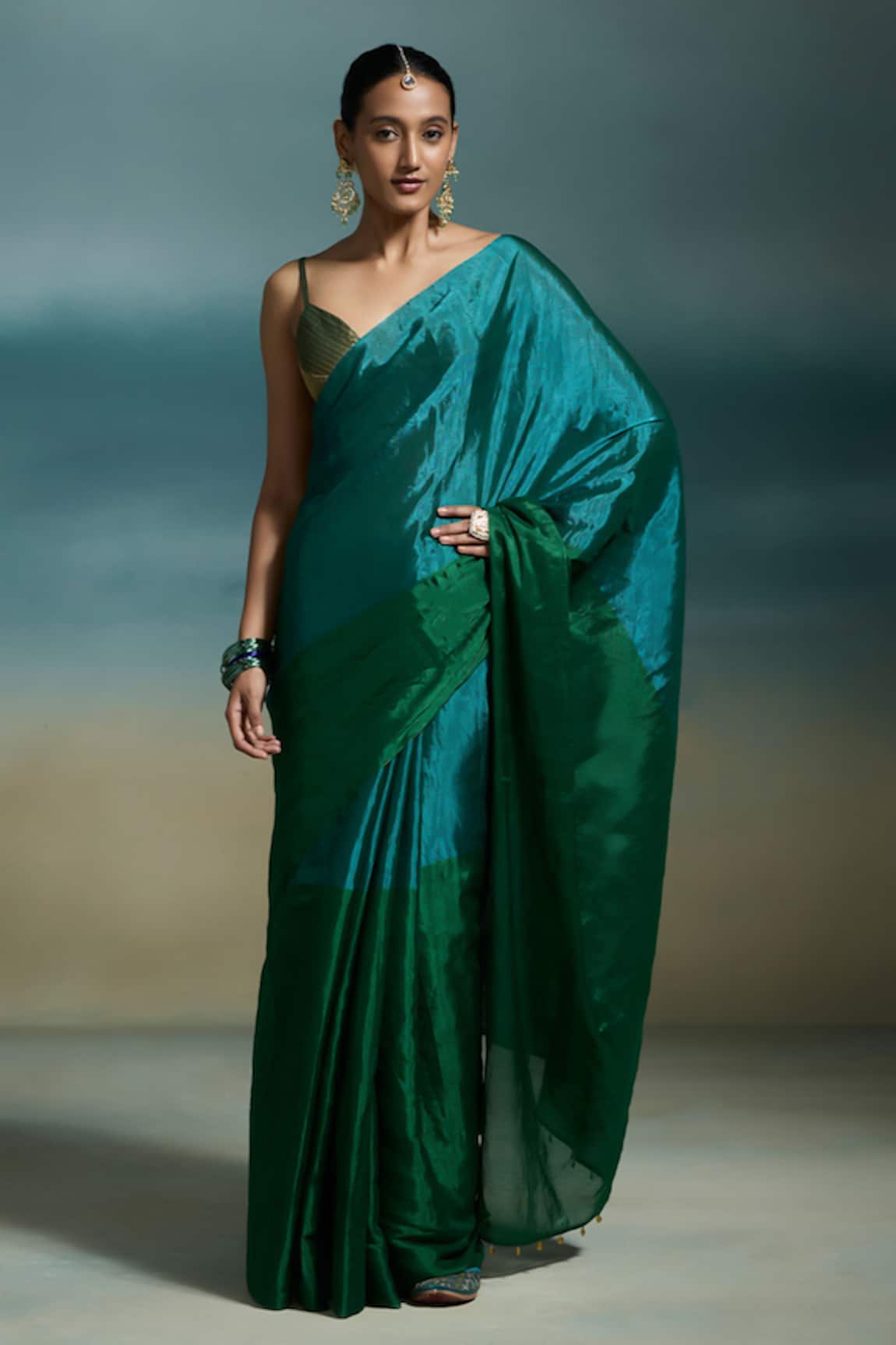 Dressfolk Oorja Tissue Saree With Unstitched Blouse Piece 