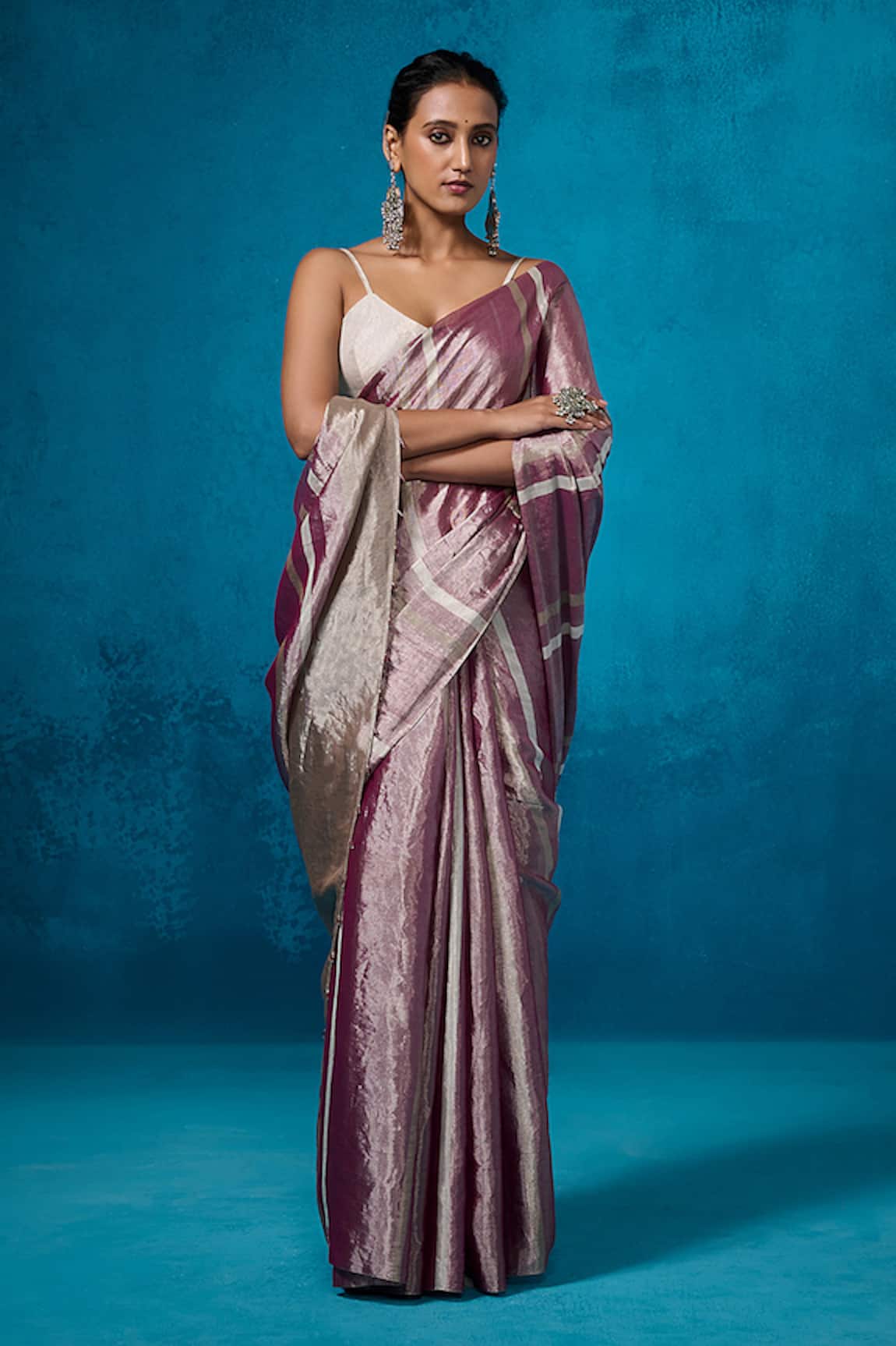 Dressfolk Gauhar Tissue Pre-Draped Saree With Unstitched Blouse Piece 