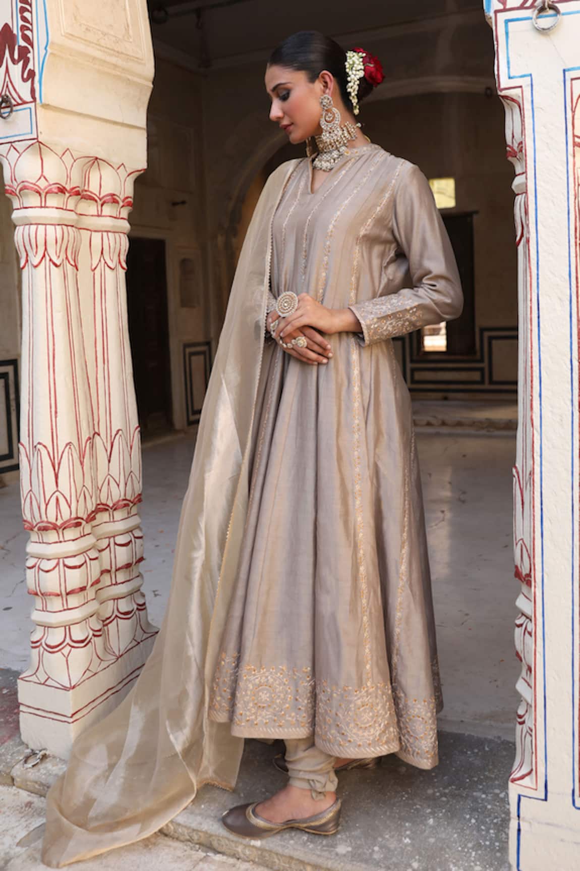 Amoree india Pal Embroidered Anarkali With Dupatta 