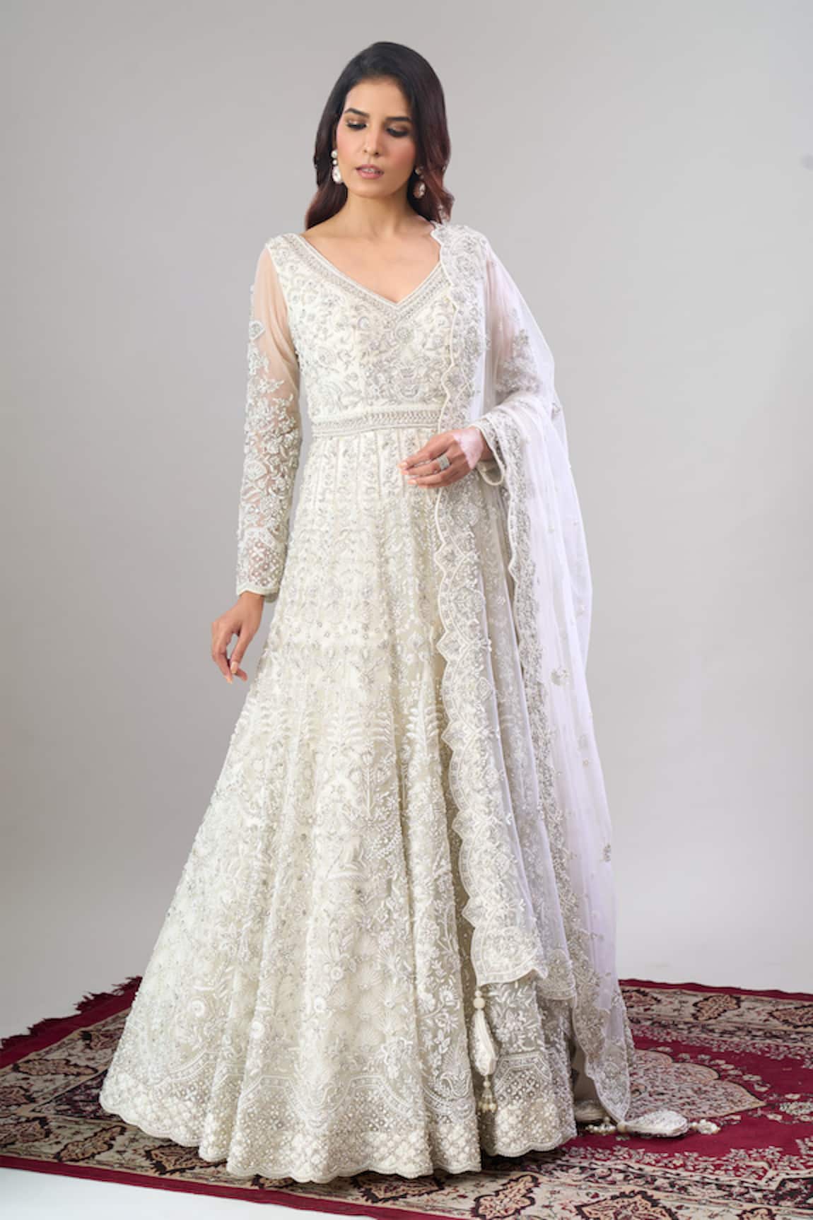 Alaya Advani Floral Hand Embroidered Anarkali Lehenga Set 