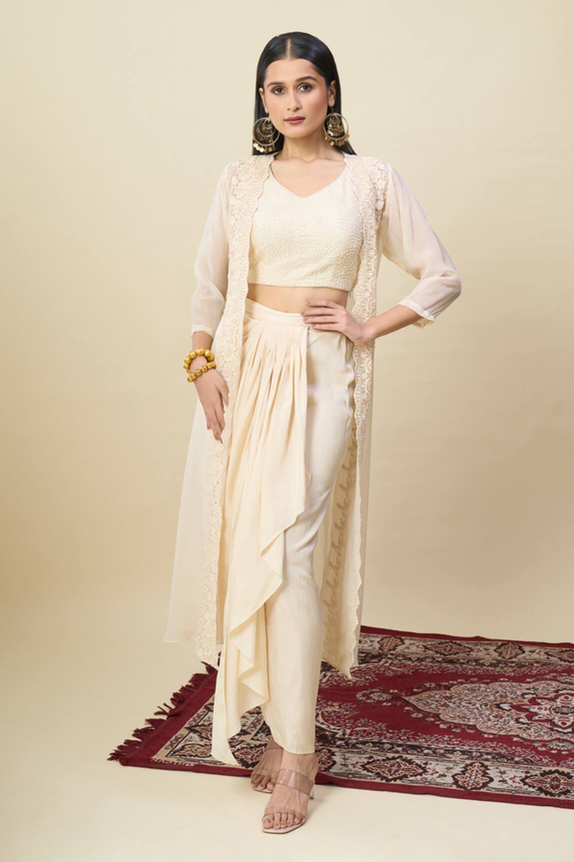 Alaya Advani Embroidered Cape & Draped Skirt Set