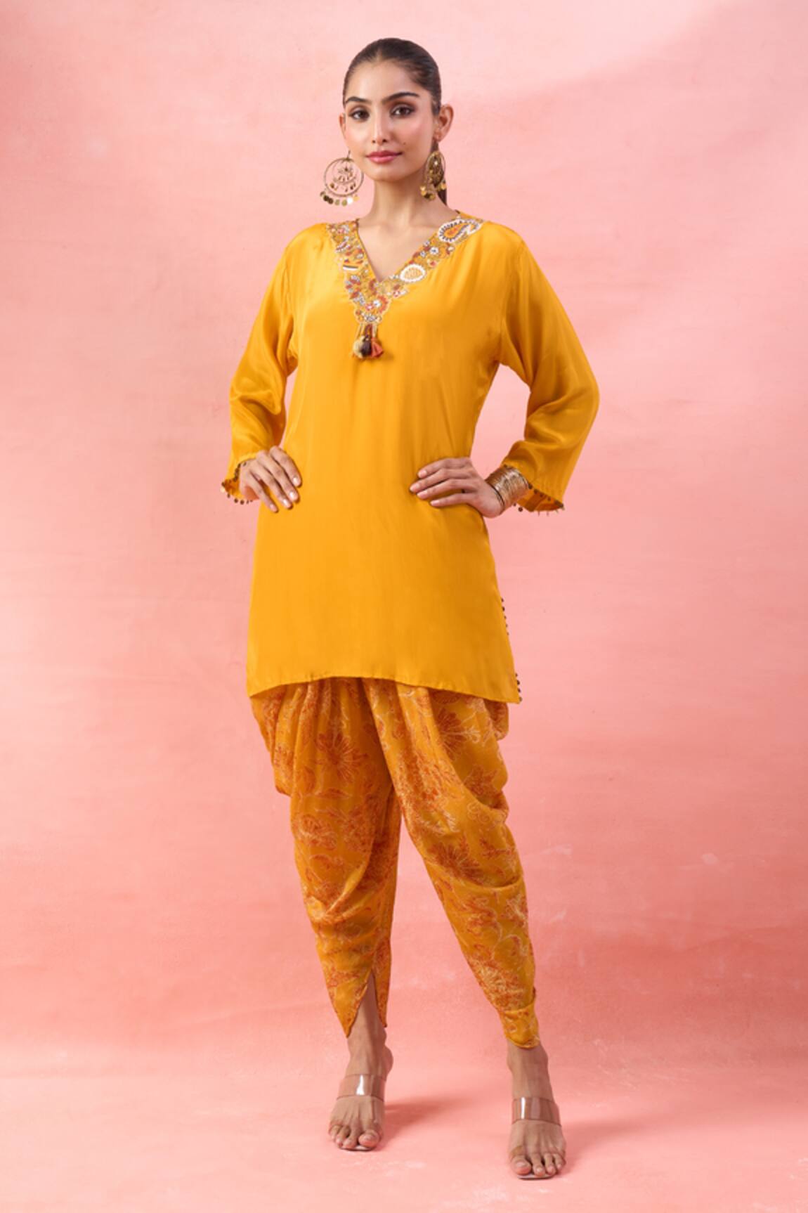 Alaya Advani Short Kurta & Floral Print Dhoti Pant 