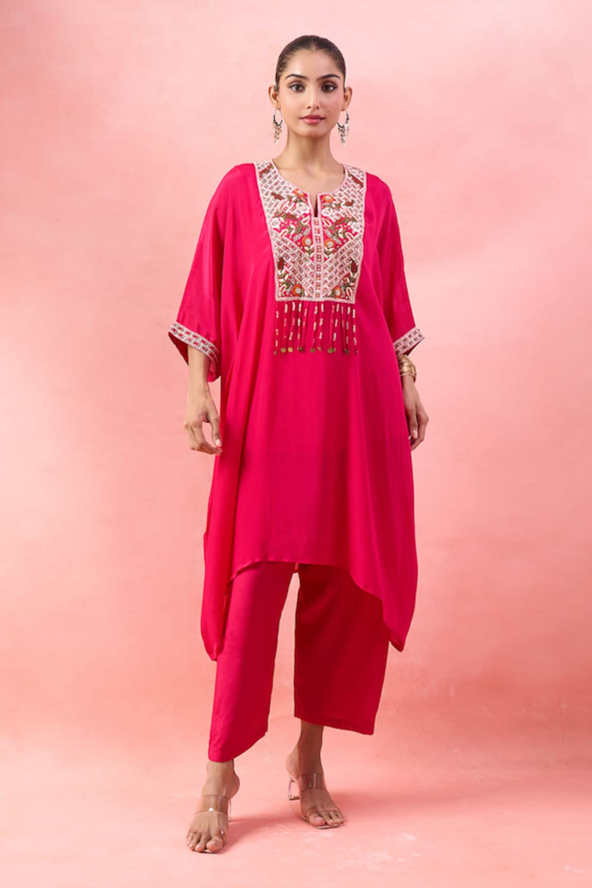 Alaya Advani Yoke Embroidered Kaftan With Wide Leg Pant 