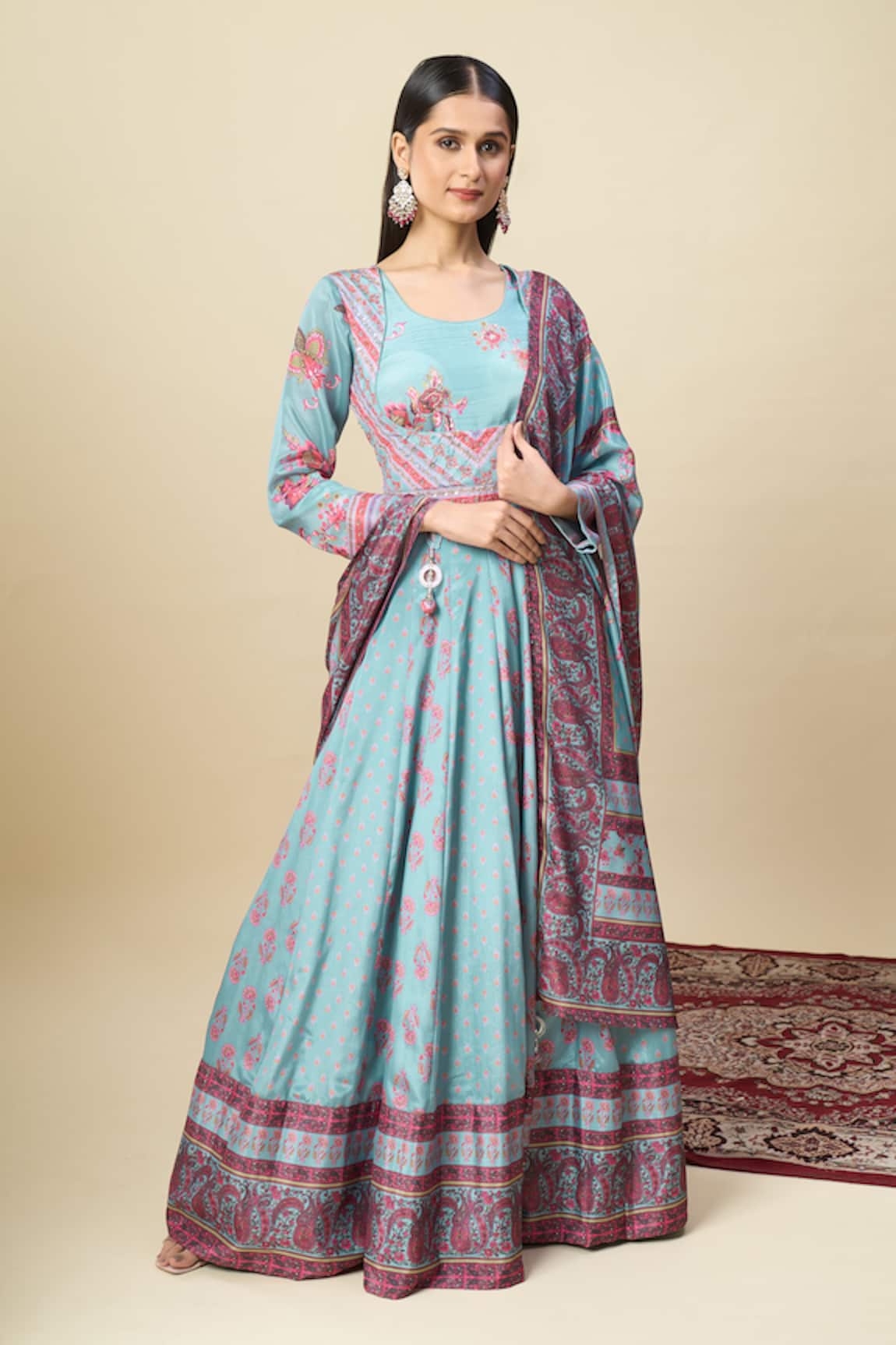 Alaya Advani Printed Anarkali With Paisley Dupatta 