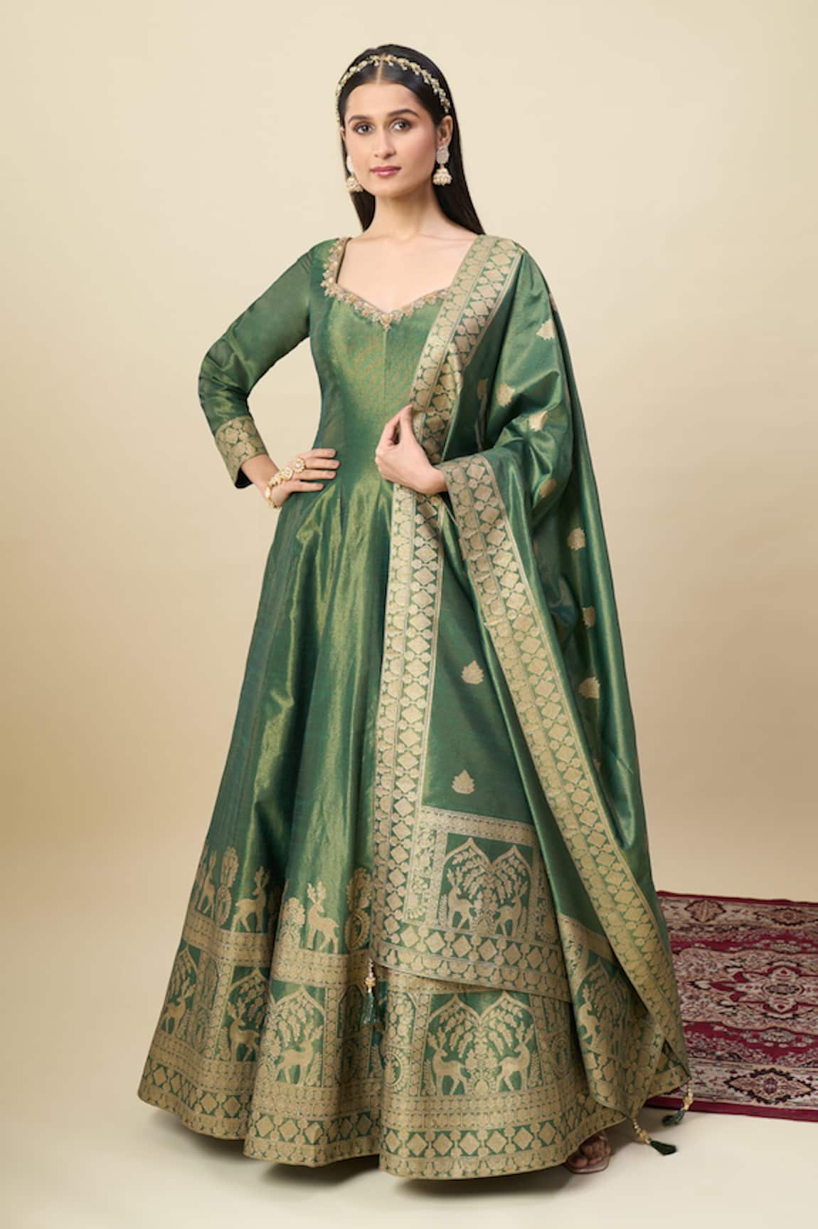 Alaya Advani Shimmer Anarkali With Matching Butti Dupatta 