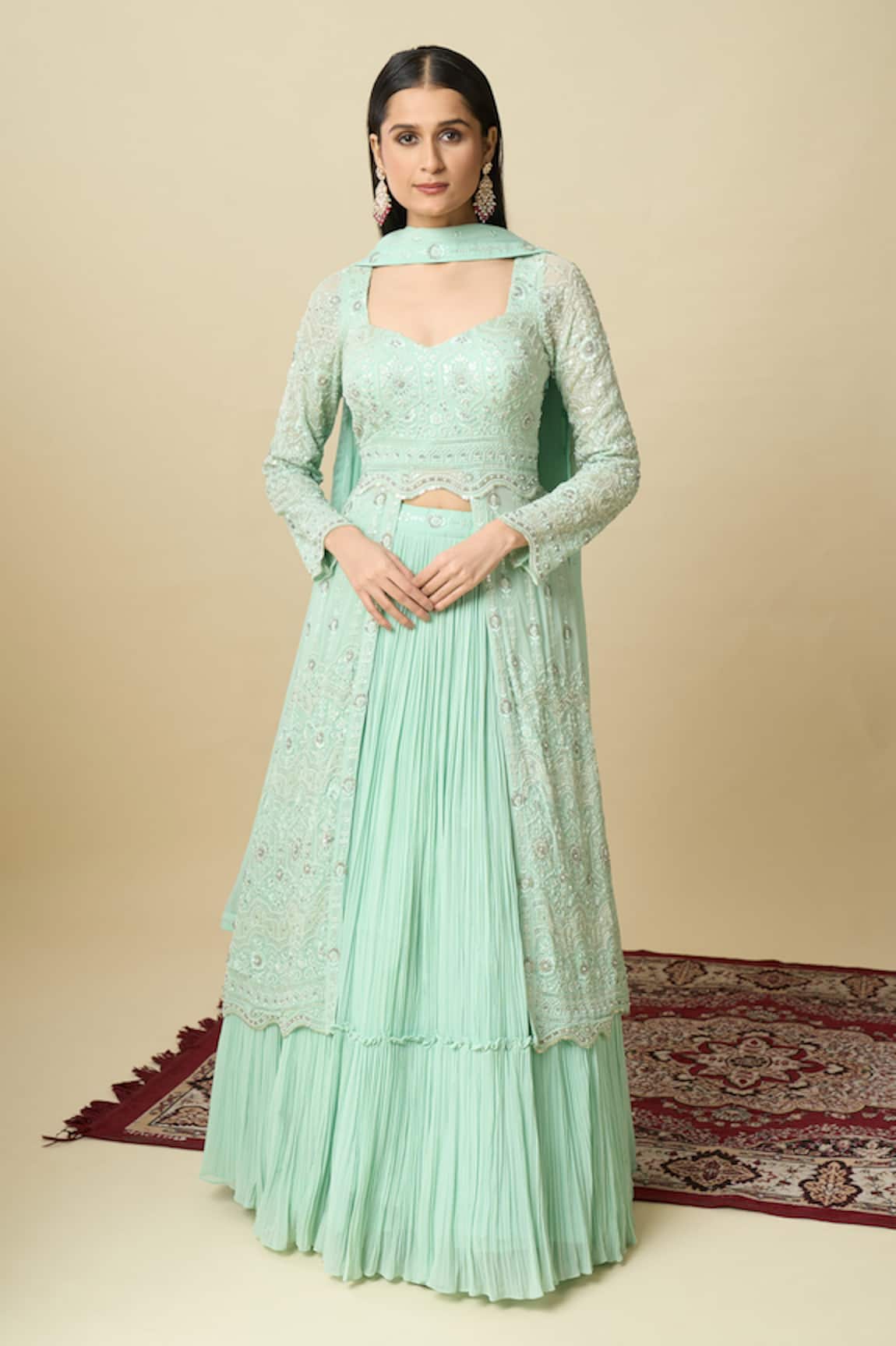 Alaya Advani Embroidered Kurta Gathered Lehenga Set 