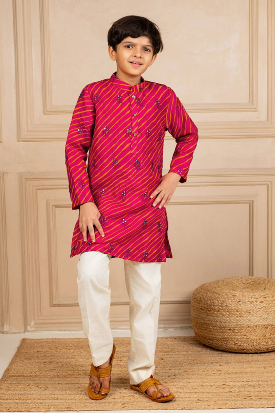 JILMIL DREAMWEAR Dark Pink Mirror Work Kurta & Pant Set 