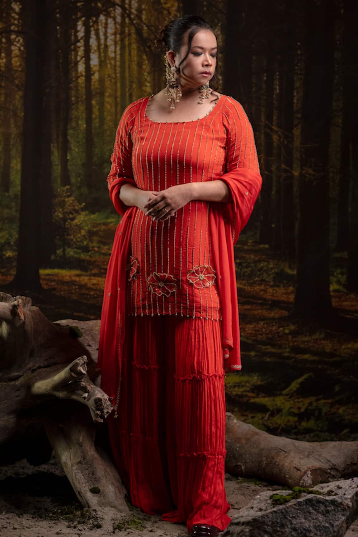 Harshita Jain Stripe Embroidered Kurta Set 