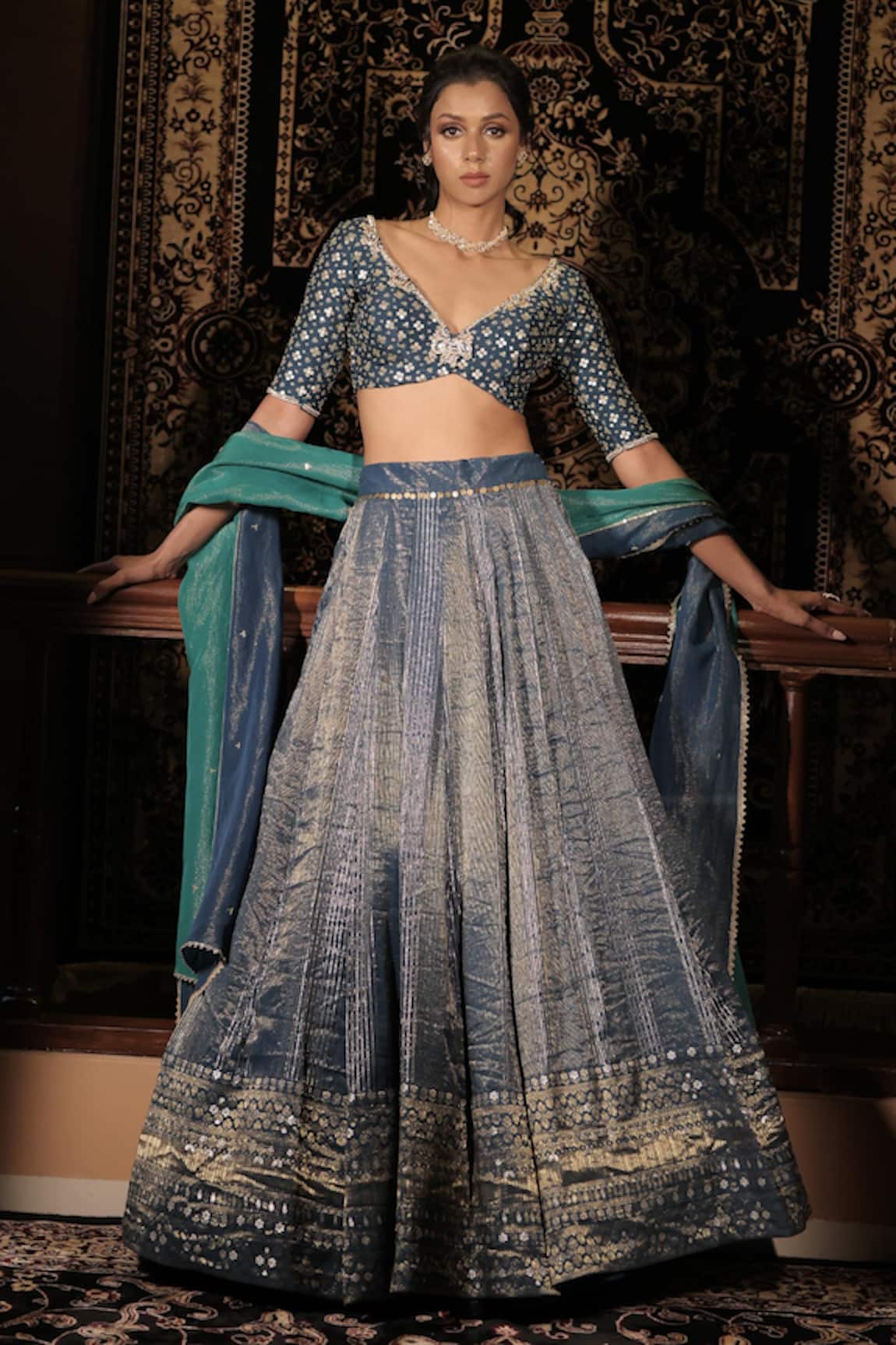 Vana Ethnics The Neelaya Banarasi Embroidered Lehenga Set 
