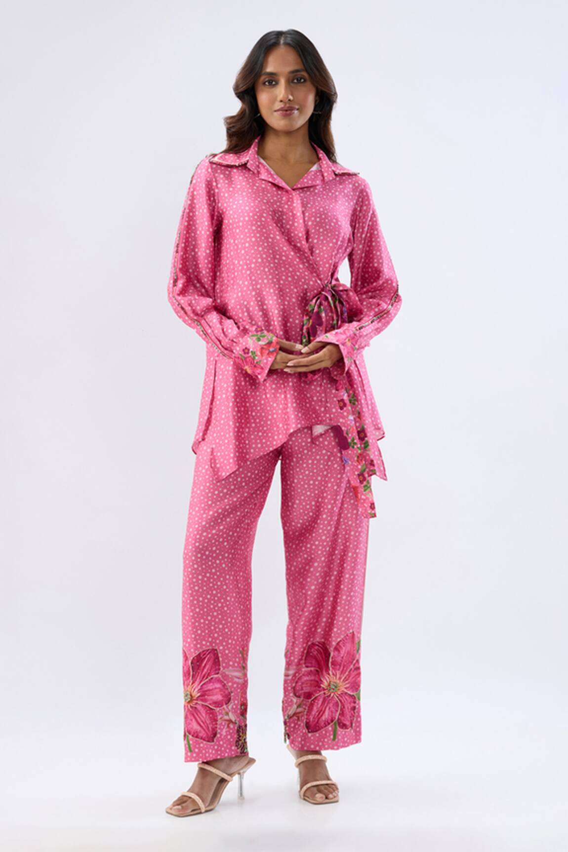 Label Niti Bothra Polka Dot Print Shirt With Pant 