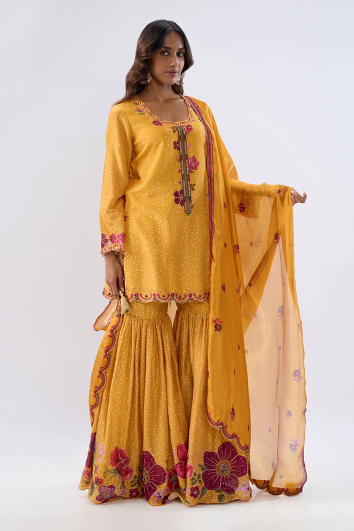 Label Niti Bothra Floral Pattern Kurta Sharara Set 