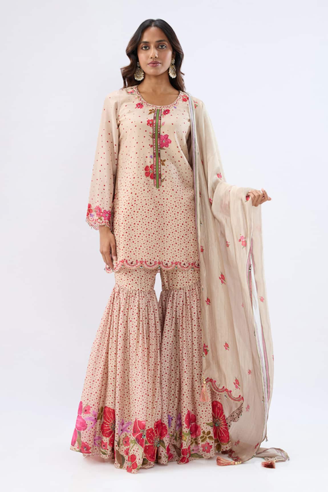 Label Niti Bothra Floral Pattern Kurta Sharara Set 