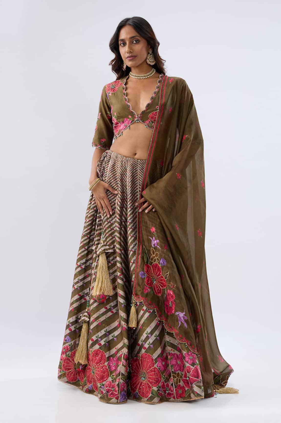 Label Niti Bothra Stripe Pattern Lehenga Set 