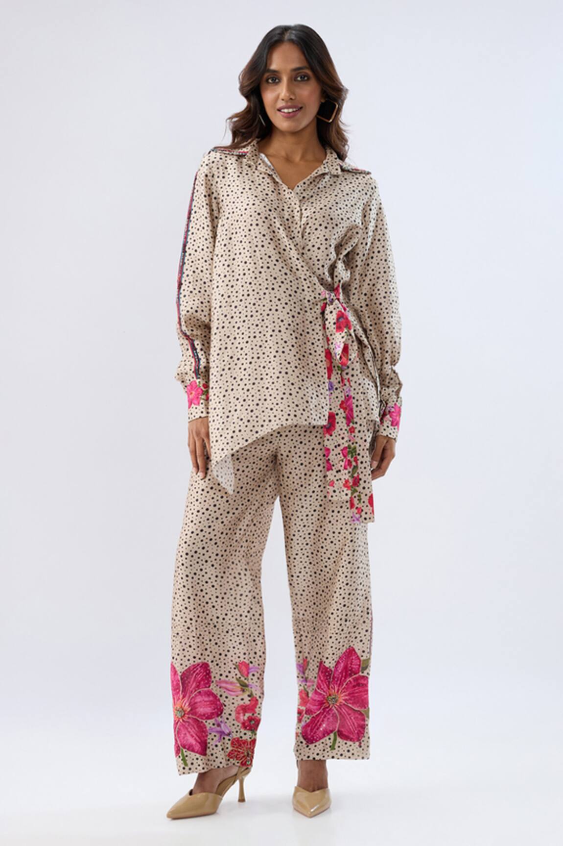 Label Niti Bothra Polka Dot Print Shirt With Pant 