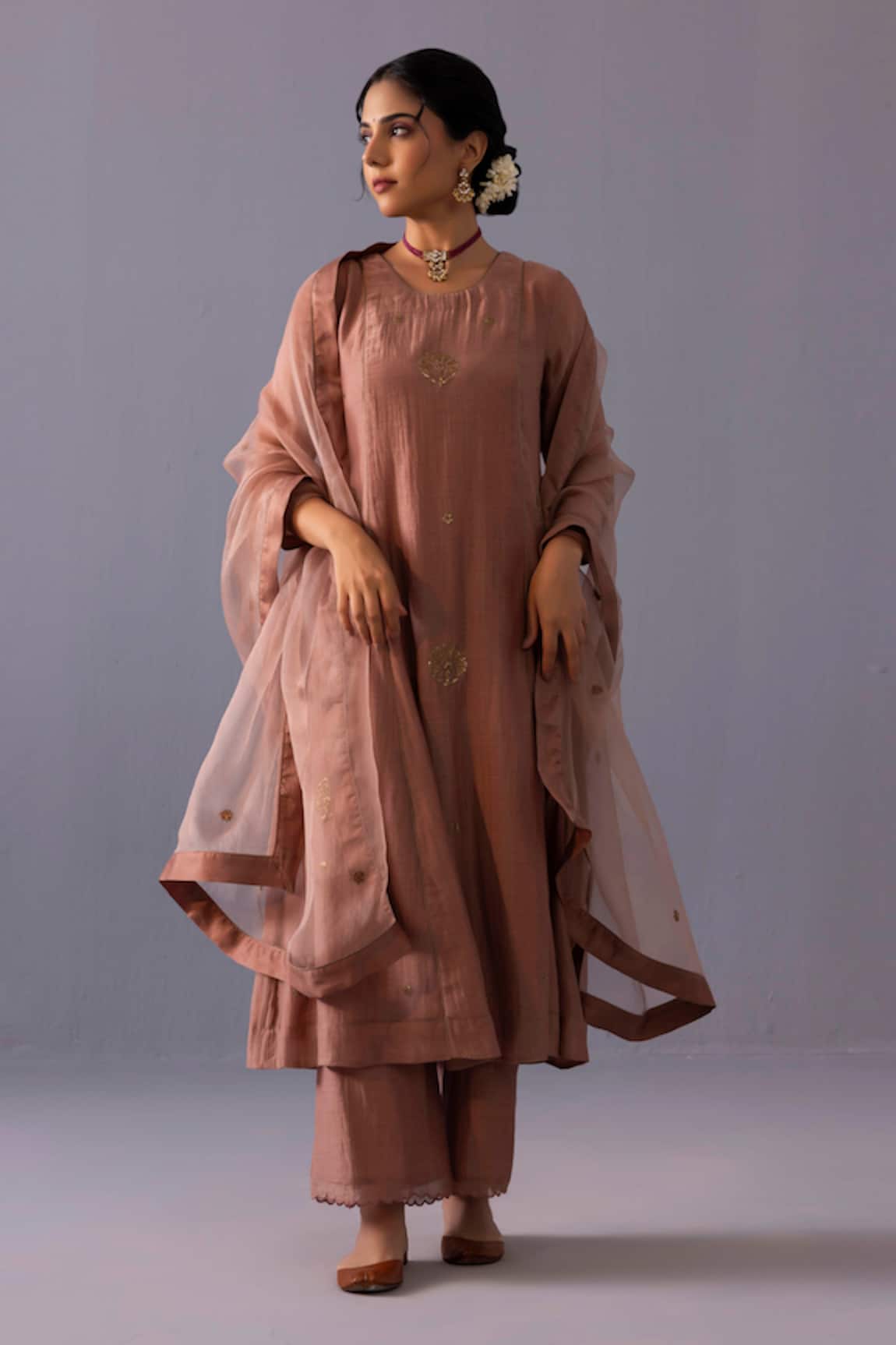 Label Shreya Sharma Noor Chanderi Placement Embroidered Kurta Set